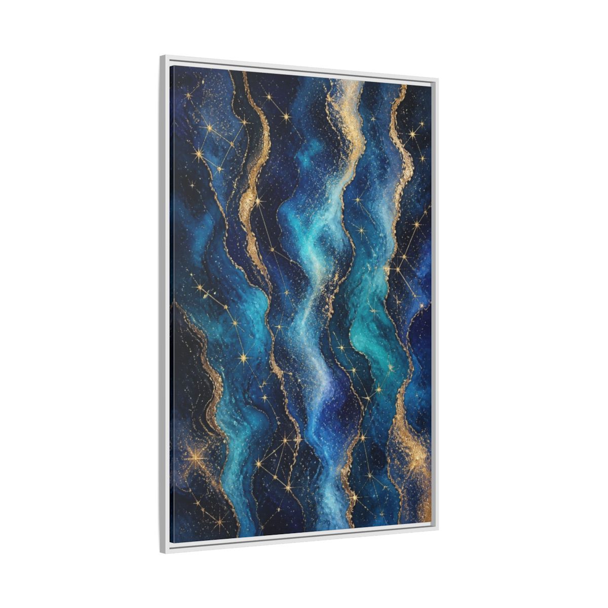Side Mockup 7. Abstract Nebula Waves shown as framed canvas print