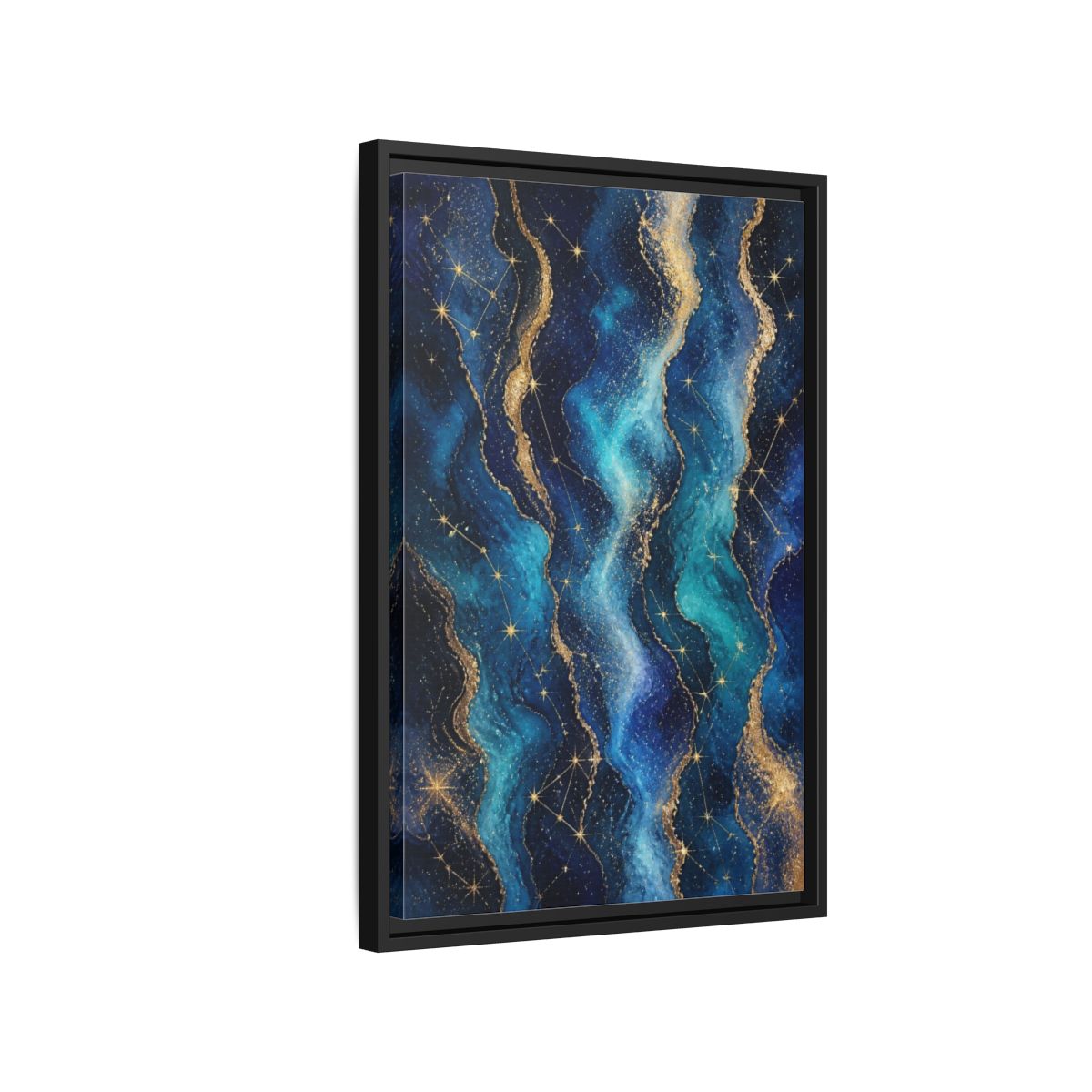 Side Mockup 3. Abstract Nebula Waves shown as framed canvas print