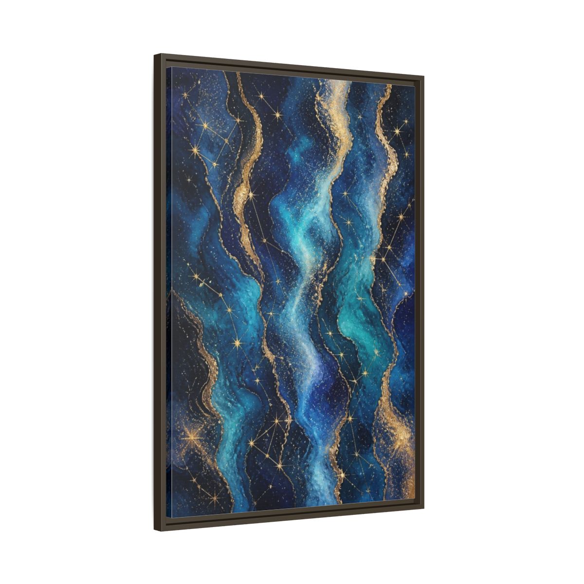 Main Mockup. Abstract Nebula Waves shown as framed canvas print