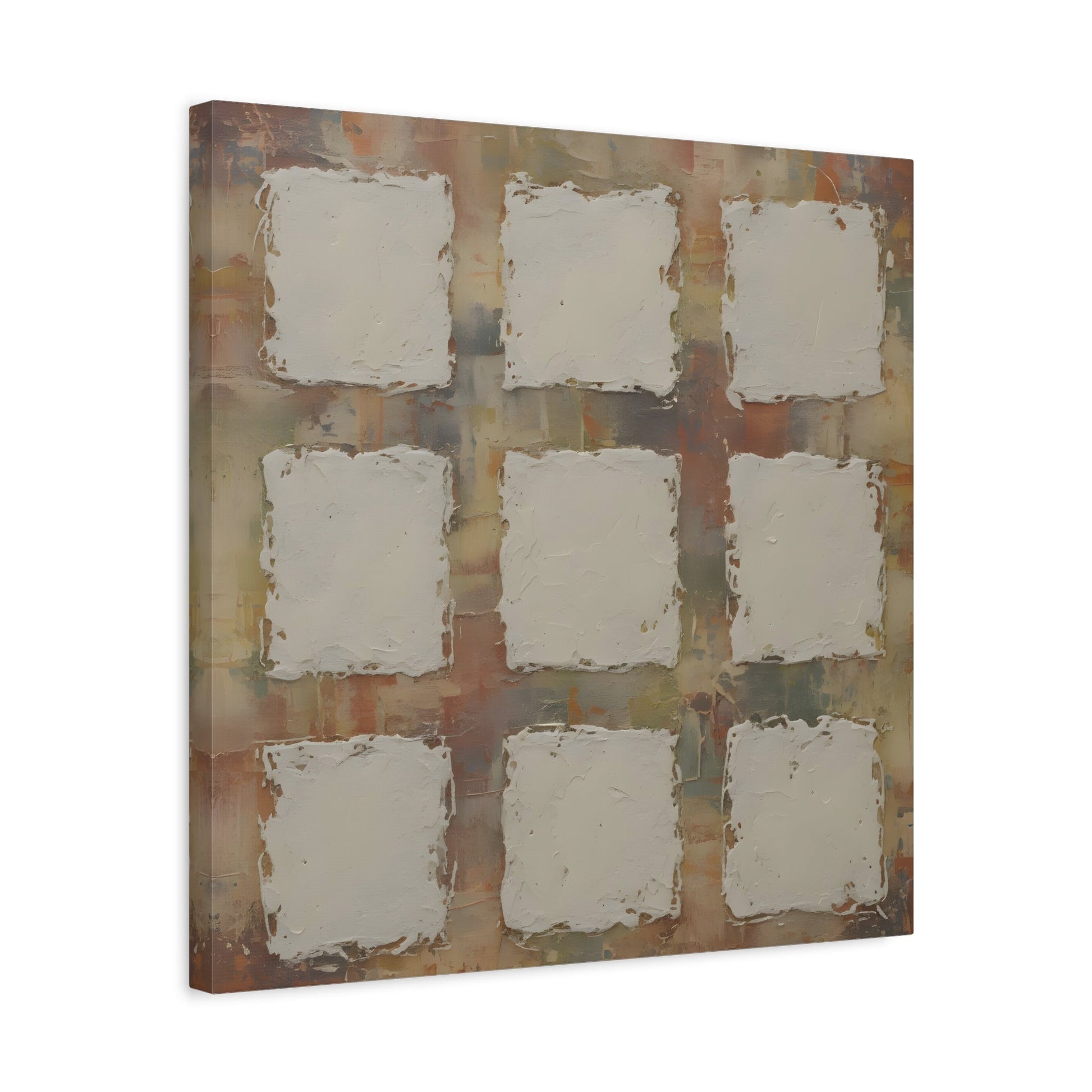 Abstract Neutral Textured Squares Wabi Sabi - Canvas Wall Art Print - YesArtYes