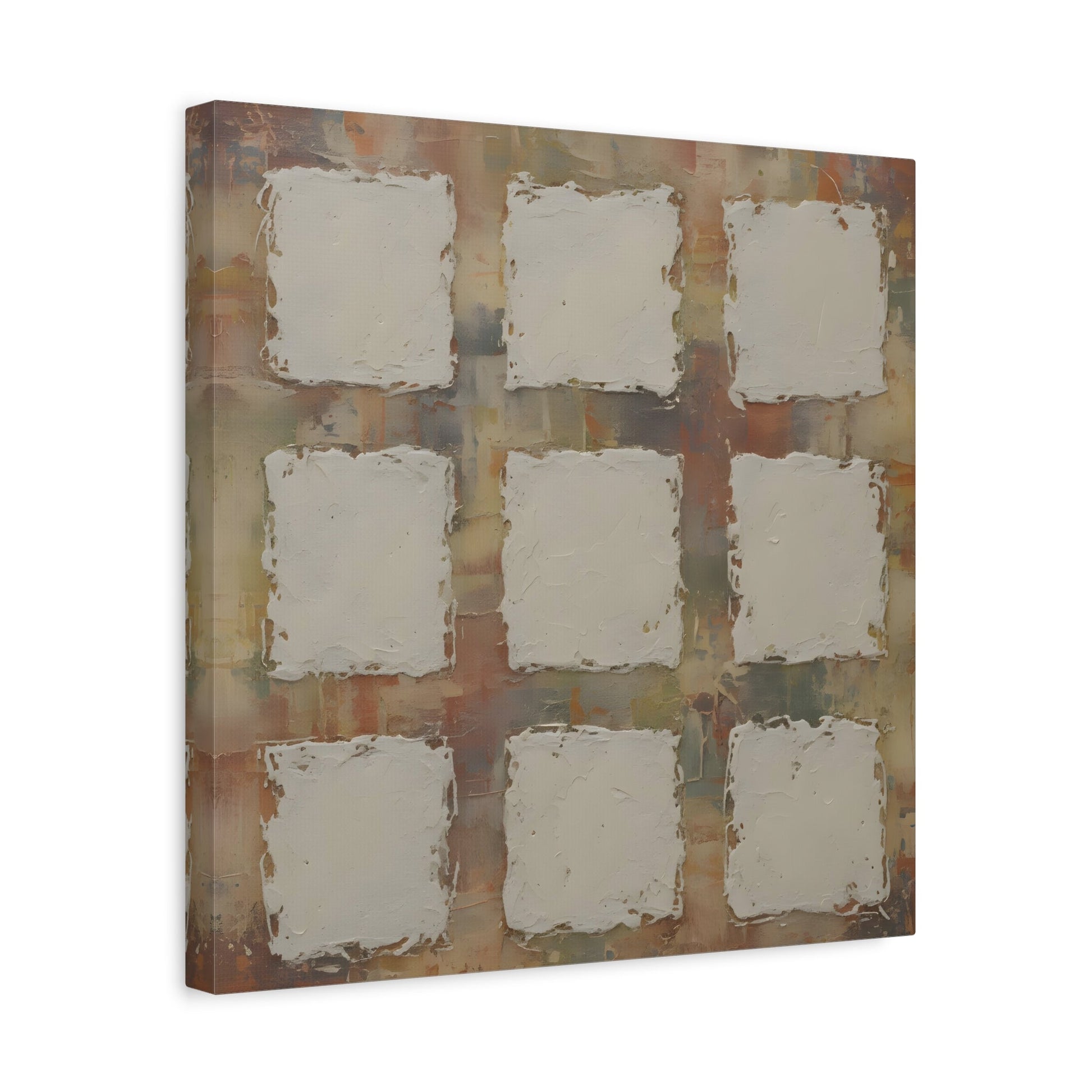 Abstract Neutral Textured Squares Wabi Sabi - Canvas Wall Art Print - YesArtYes