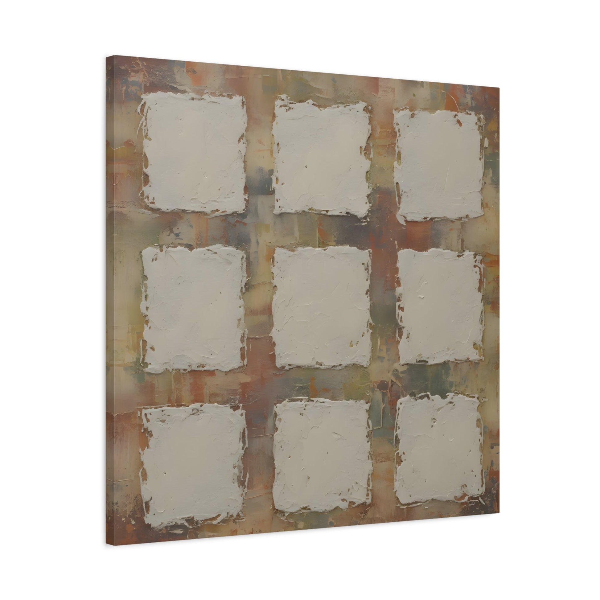 Abstract Neutral Textured Squares Wabi Sabi - Canvas Wall Art Print - YesArtYes