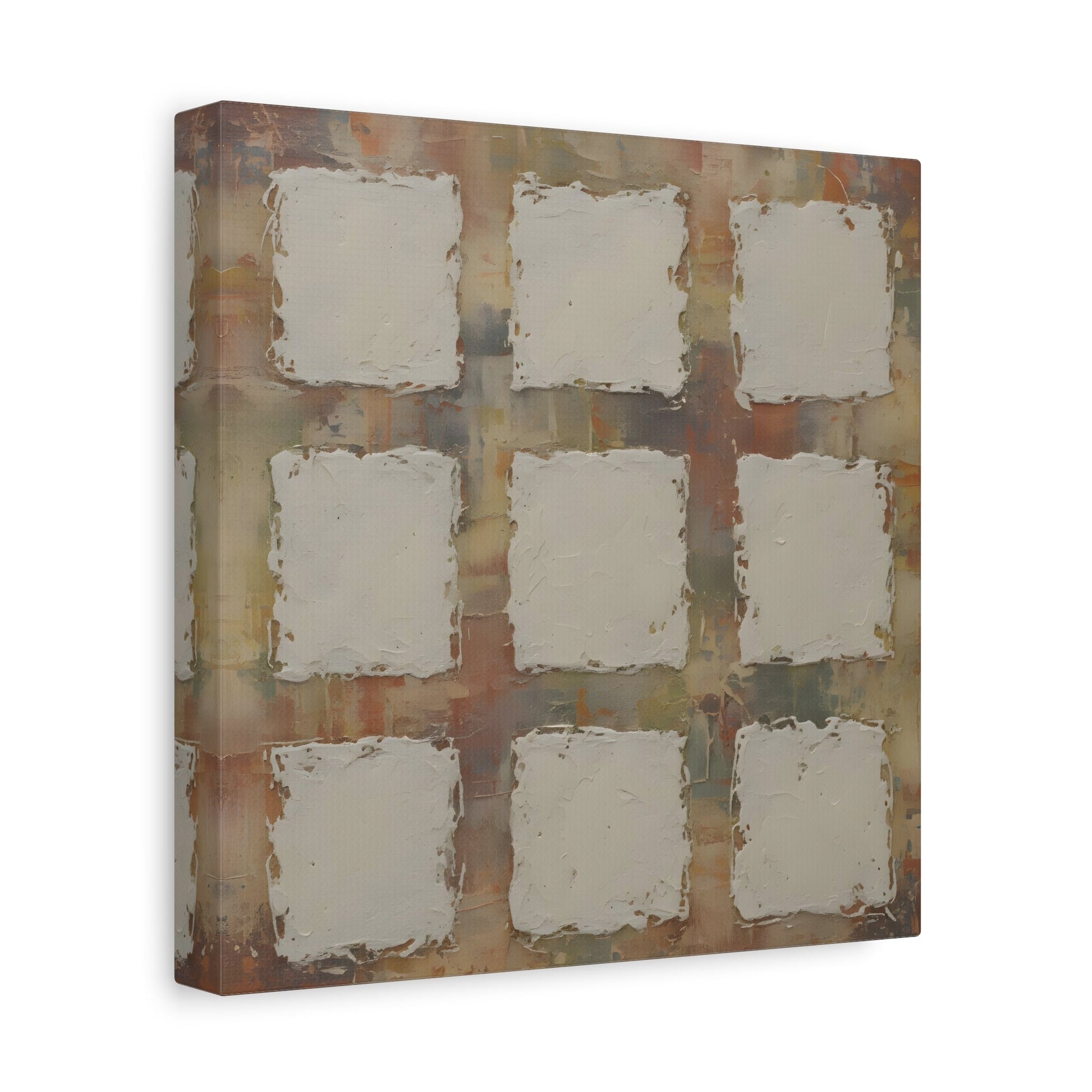 Abstract Neutral Textured Squares Wabi Sabi - Canvas Wall Art Print - YesArtYes