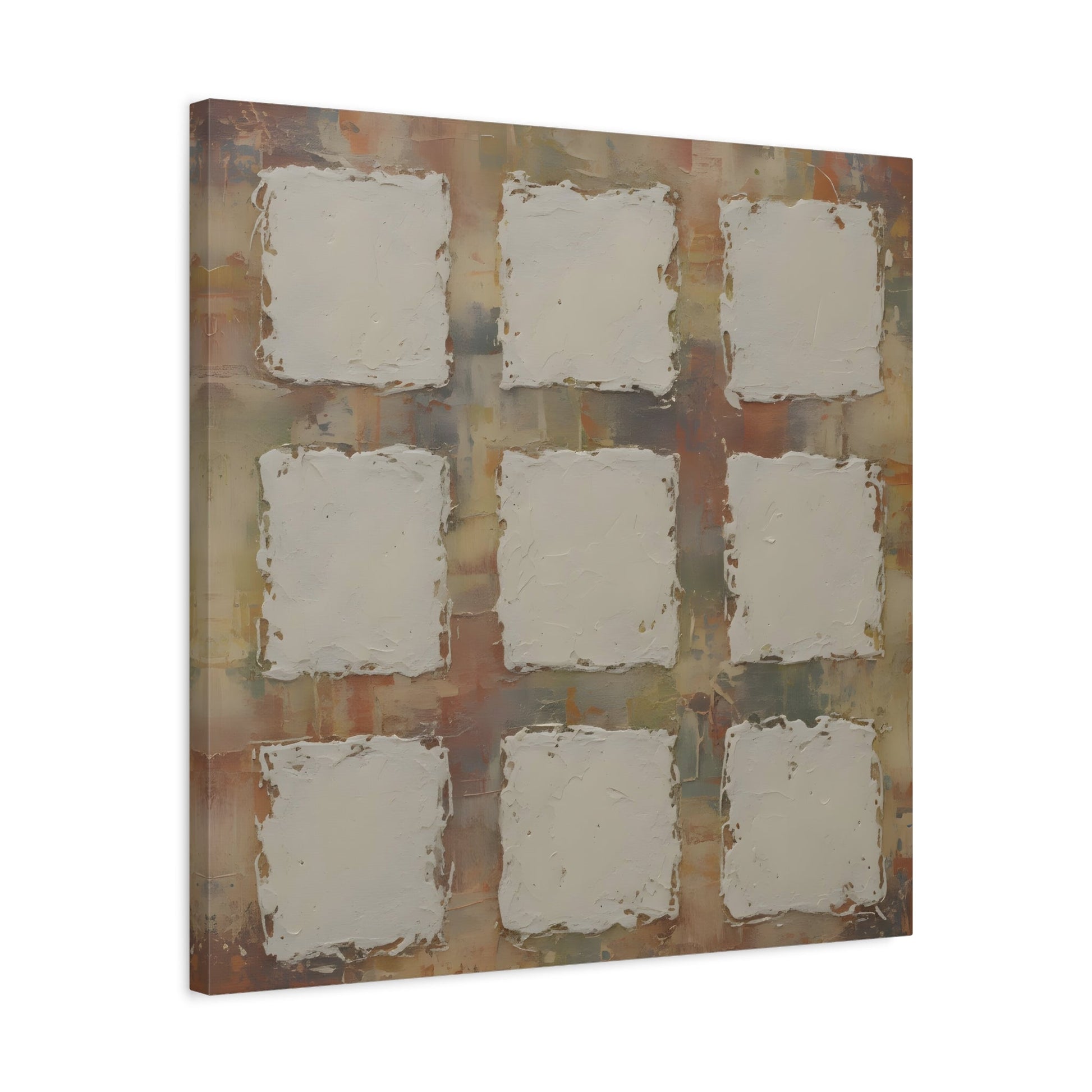 Abstract Neutral Textured Squares Wabi Sabi - Canvas Wall Art Print - YesArtYes