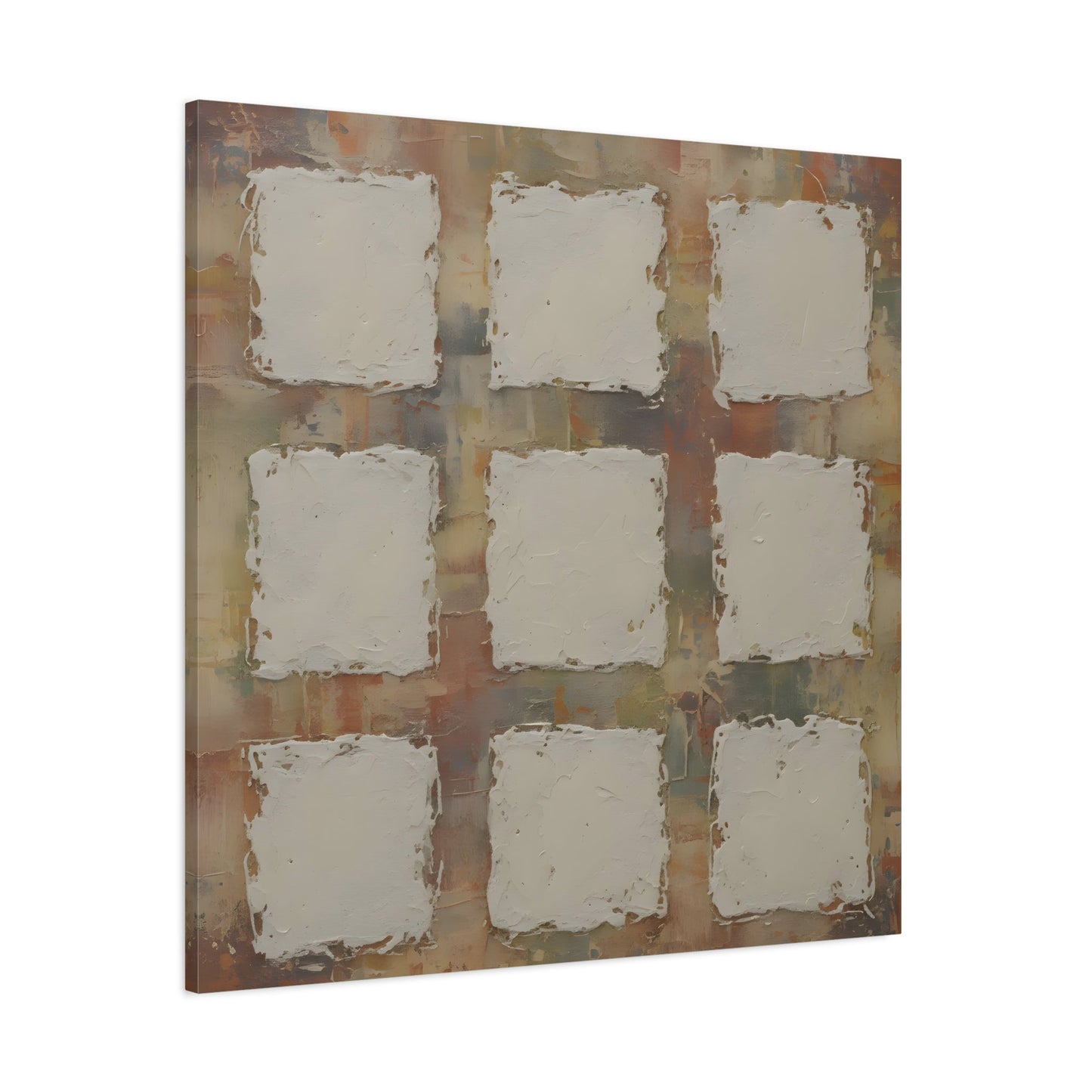 Abstract Neutral Textured Squares Wabi Sabi - Canvas Wall Art Print - YesArtYes