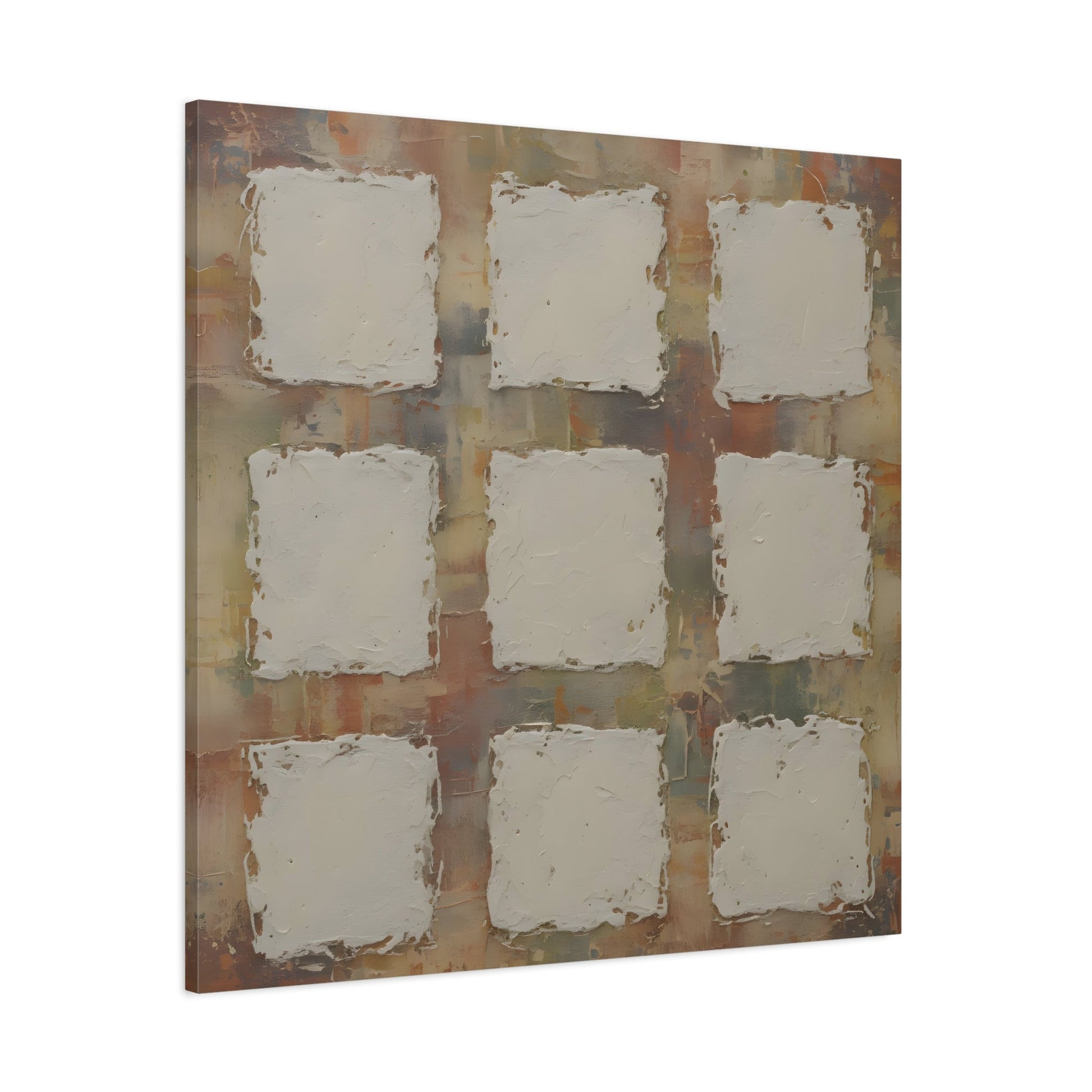Abstract Neutral Textured Squares Wabi Sabi - Canvas Wall Art Print - YesArtYes