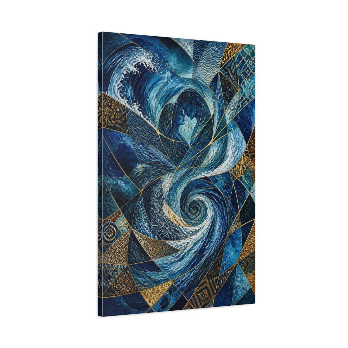 Main Mockup. Abstract Ocean Embrace shown as canvas print