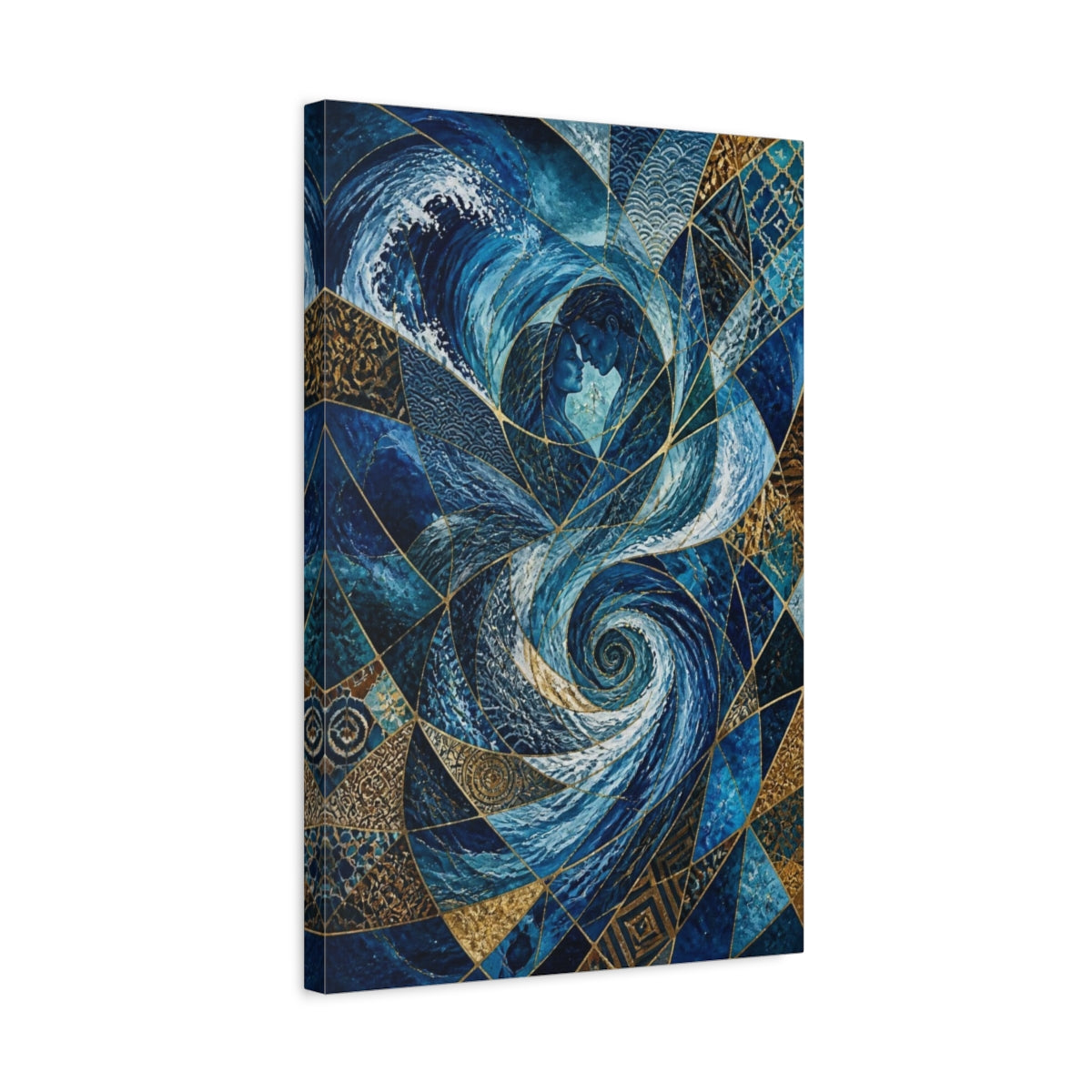Side Mockup 3. Abstract Ocean Embrace shown as canvas print