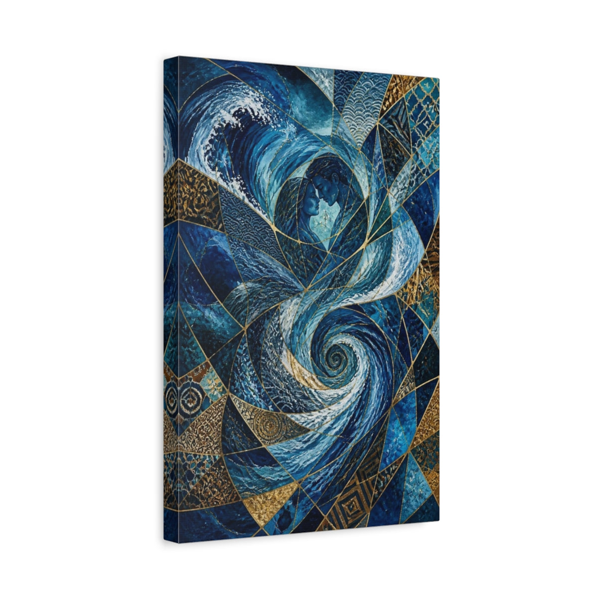 Side Mockup 4. Abstract Ocean Embrace shown as canvas print