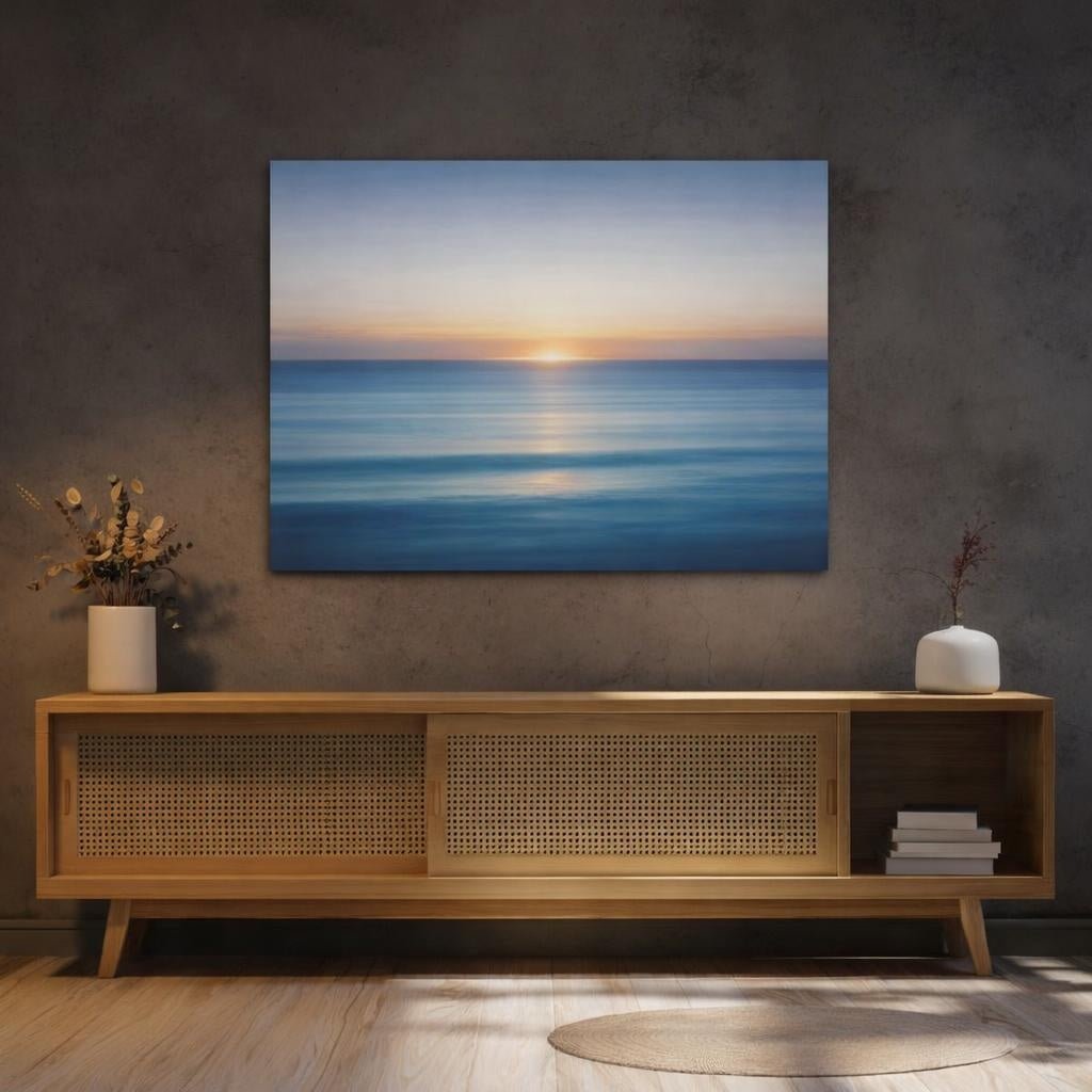 Abstract Ocean Horizon Sunset Nature - Canvas Wall Art Print - YesArtYes