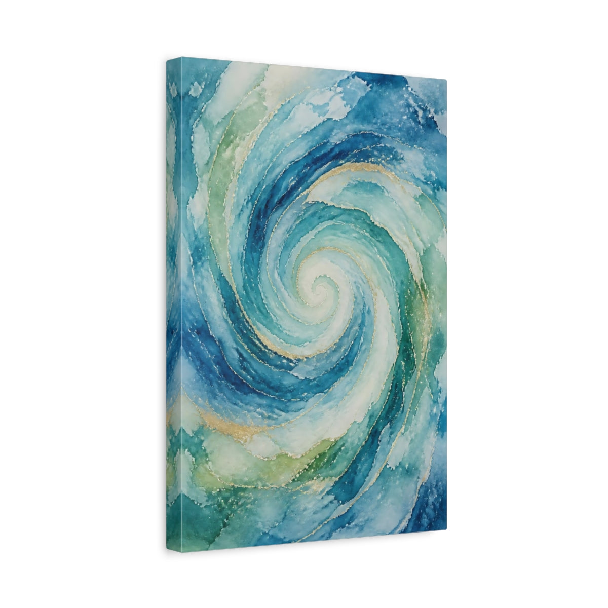 Side Mockup 4. Abstract Ocean Spiral shown as canvas print