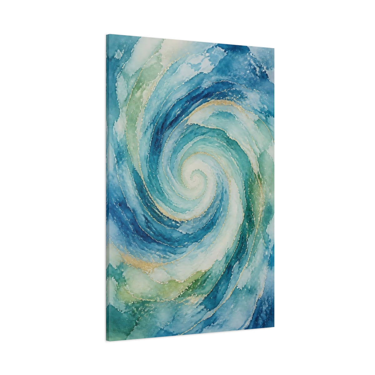 Side Mockup 1. Abstract Ocean Spiral shown as canvas print