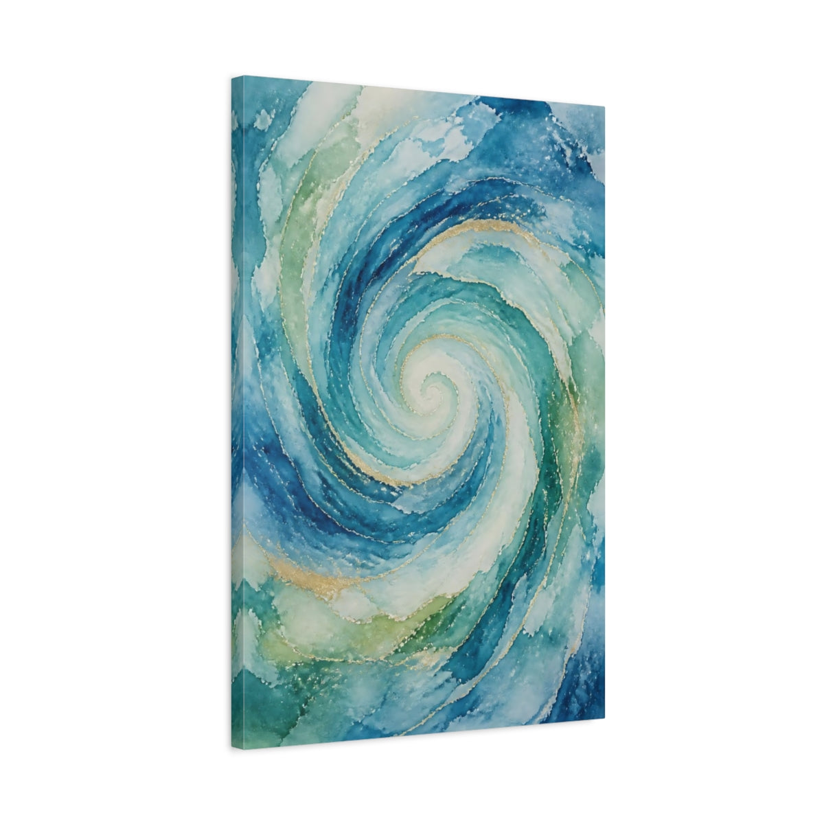 Side Mockup 2. Abstract Ocean Spiral shown as canvas print
