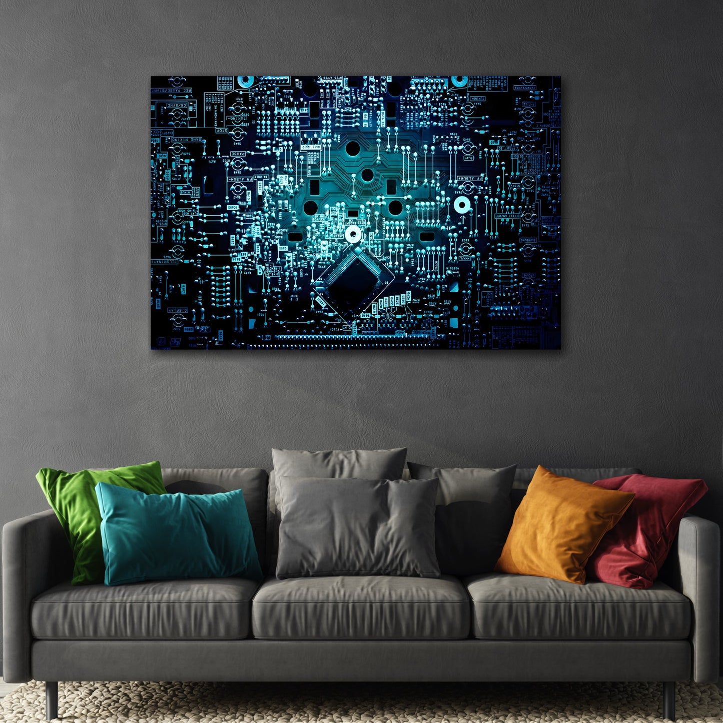 Abstract Office Tech Canvas Wall Art Print - Modern Geek Gift