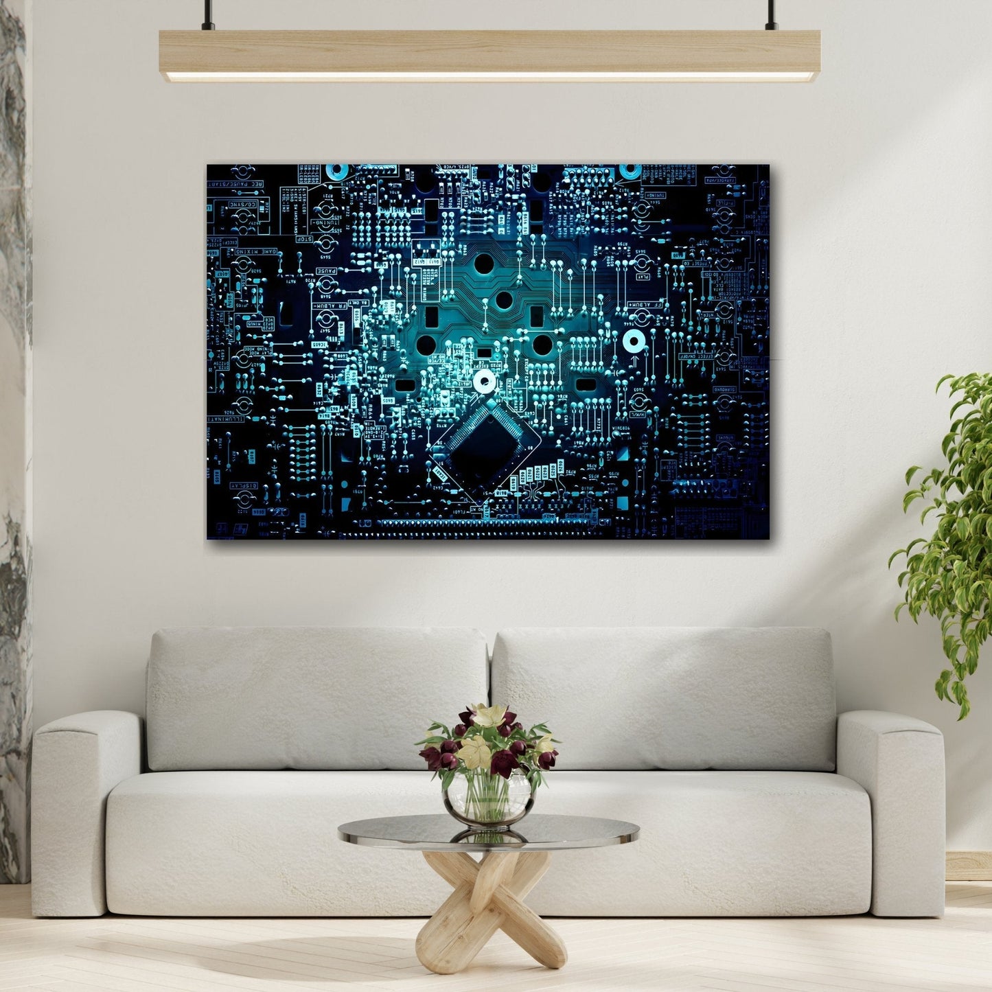 Abstract Office Tech Canvas Wall Art Print - Modern Geek Gift