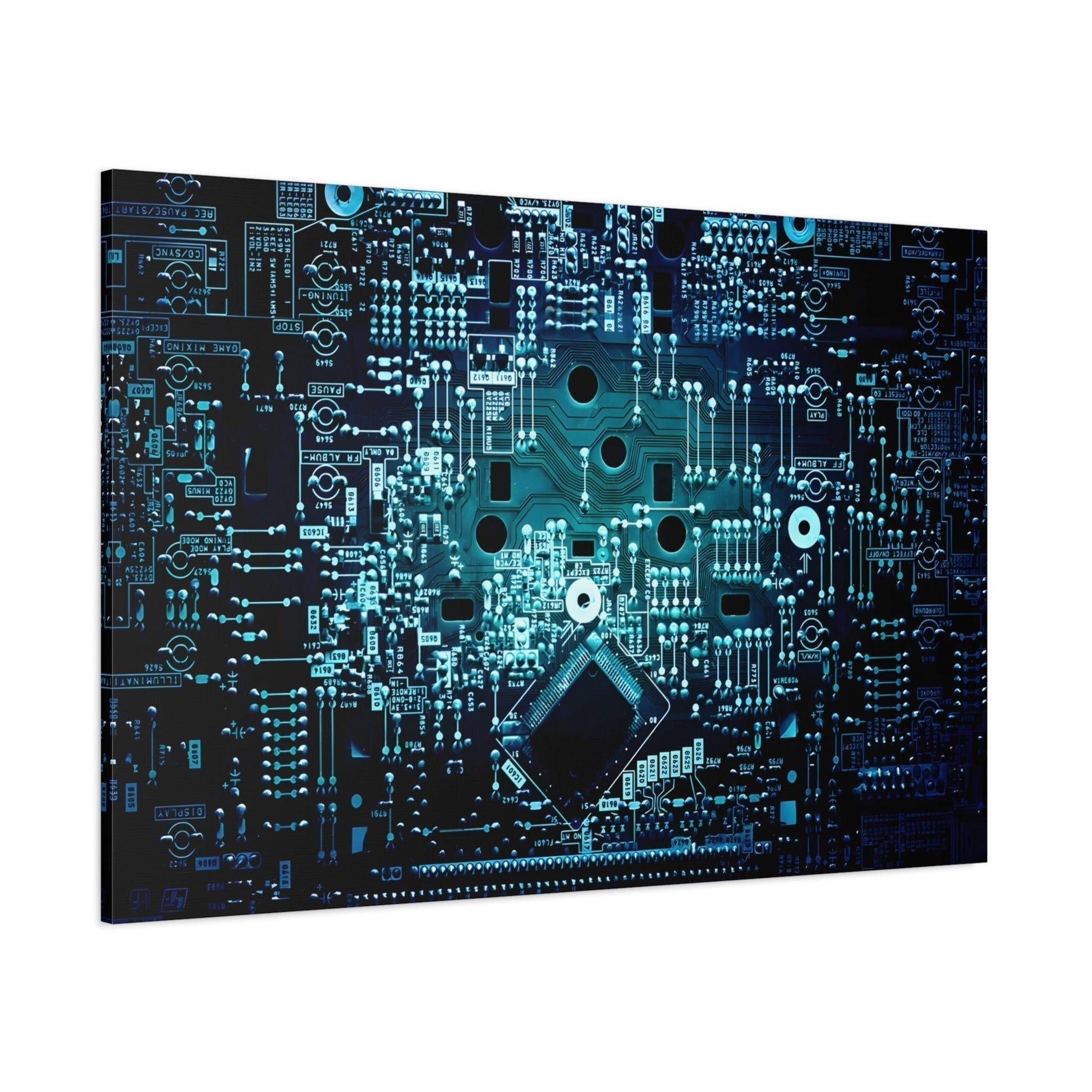 Abstract Office Tech Canvas Wall Art Print - Modern Geek Gift