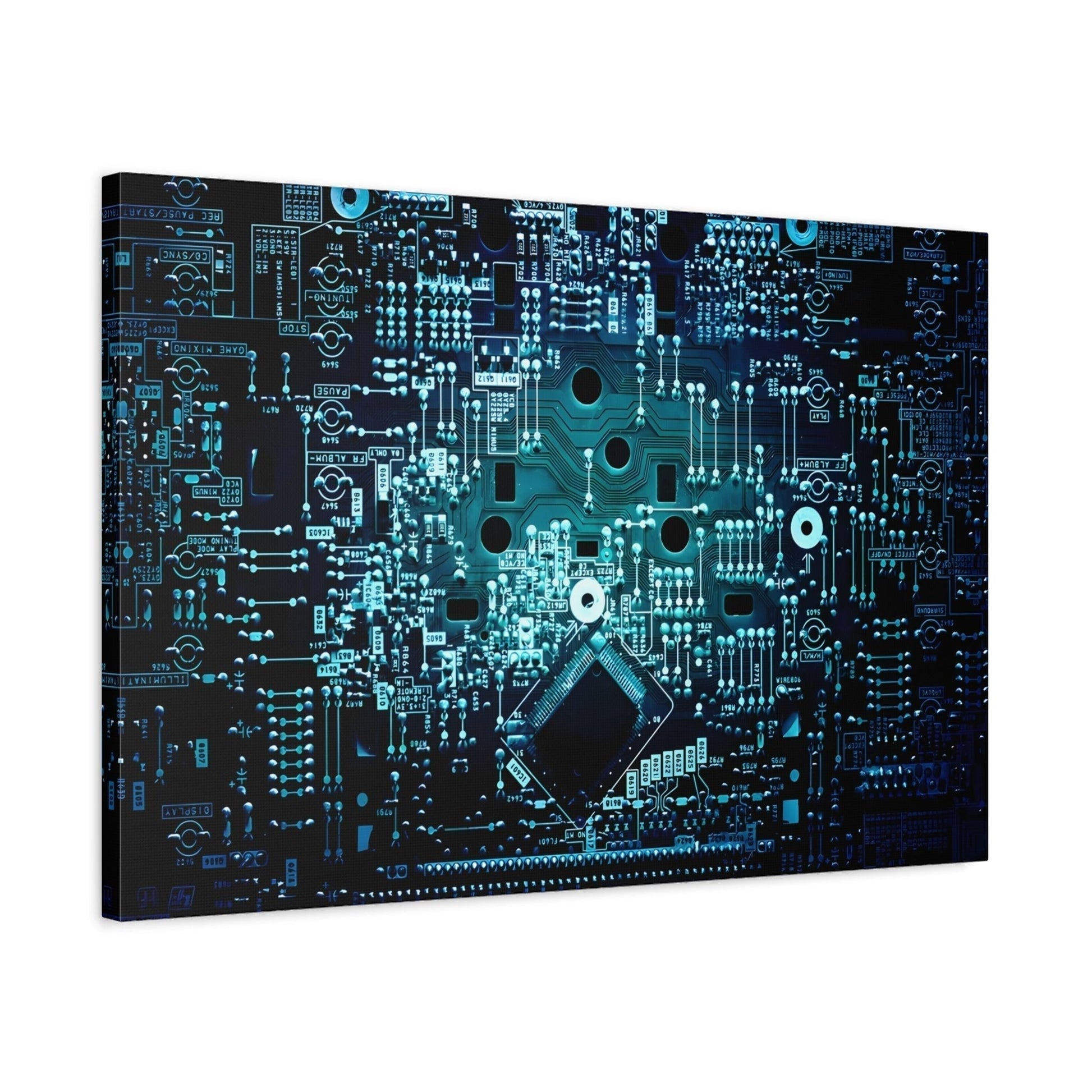 Abstract Office Tech Canvas Wall Art Print - Modern Geek Gift