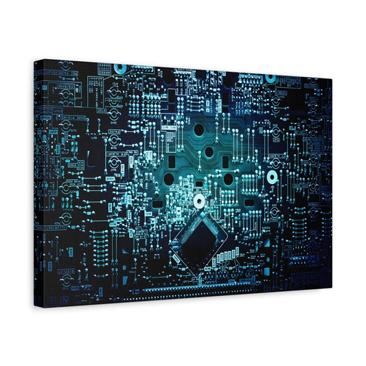 Abstract Office Tech Canvas Wall Art Print - Modern Geek Gift