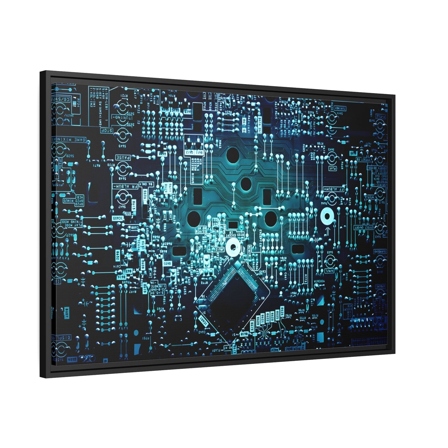 Abstract Canvas Wall Art Prints - Modern Blue Tech Gift