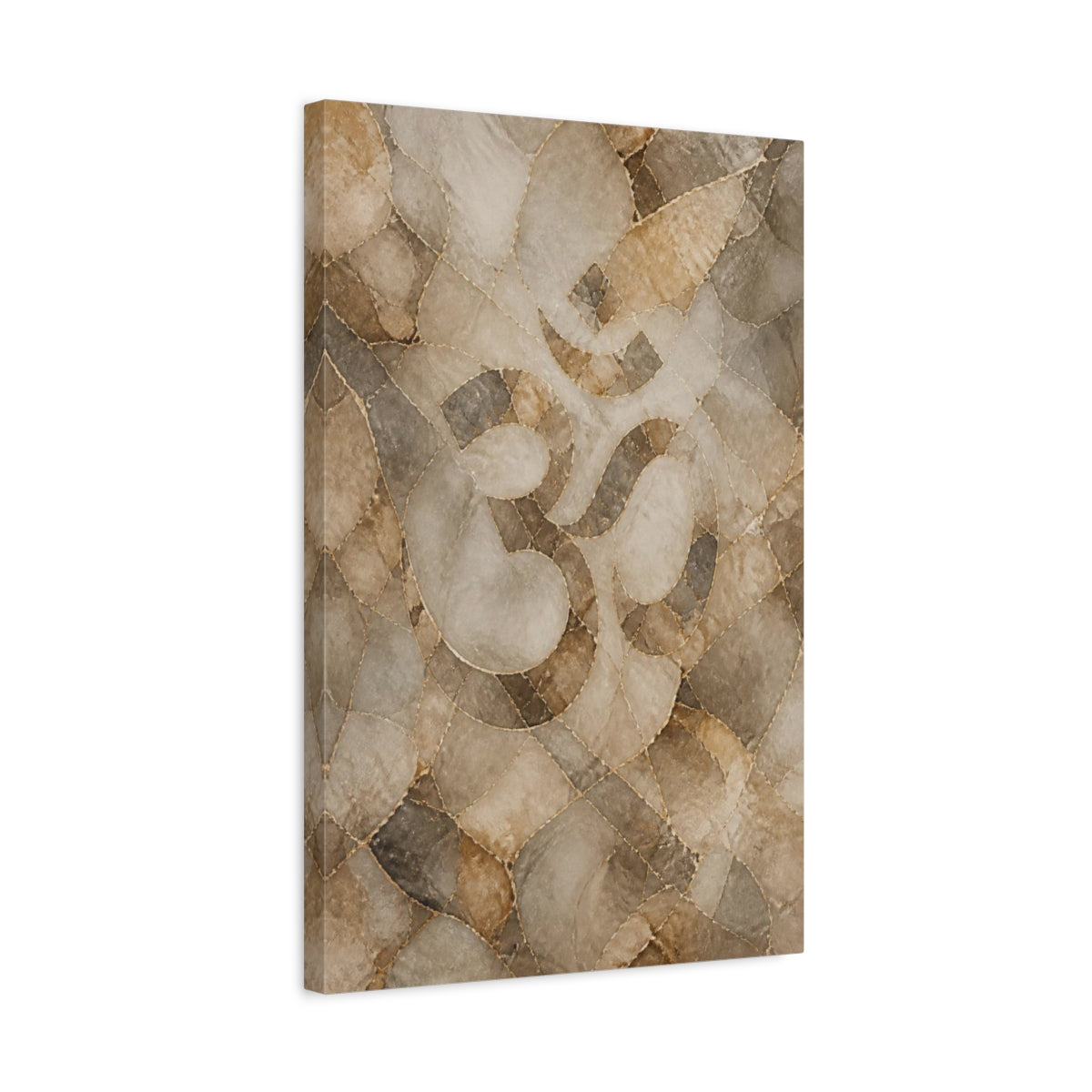 Side Mockup 3. Abstract Om Symbol shown as canvas print