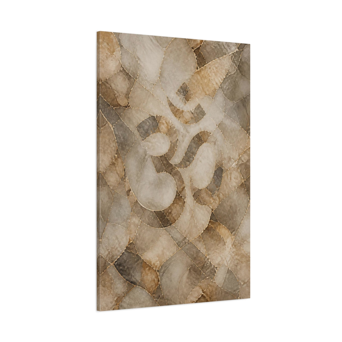 Side Mockup 1. Abstract Om Symbol shown as canvas print