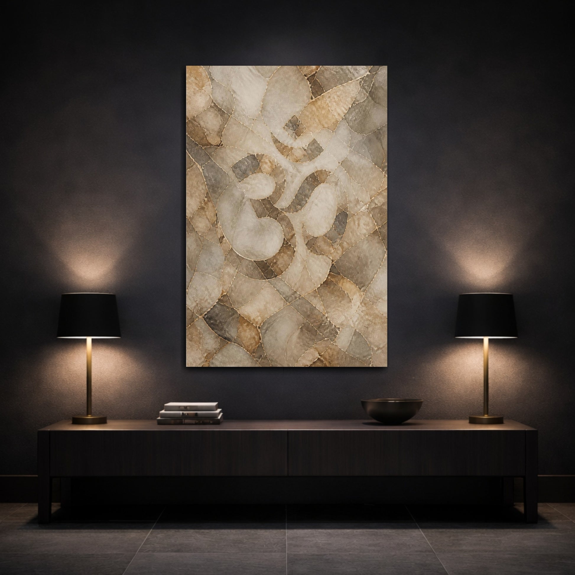 Mockup 3. Abstract Om Symbol shown as canvas print