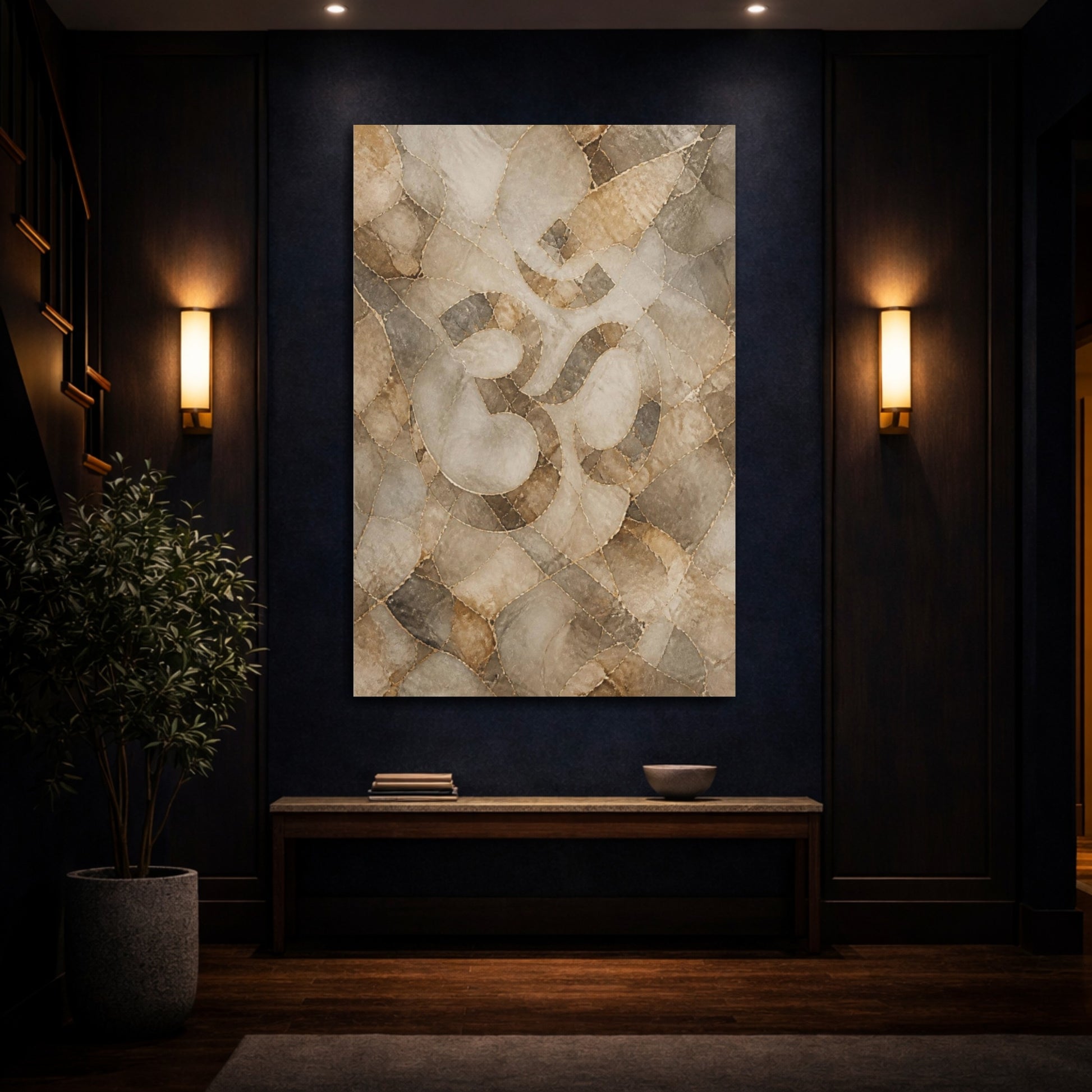 Mockup 4. Abstract Om Symbol shown as canvas print