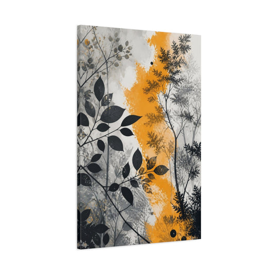 Main Mockup. Abstract Orange Foliage shown as canvas print