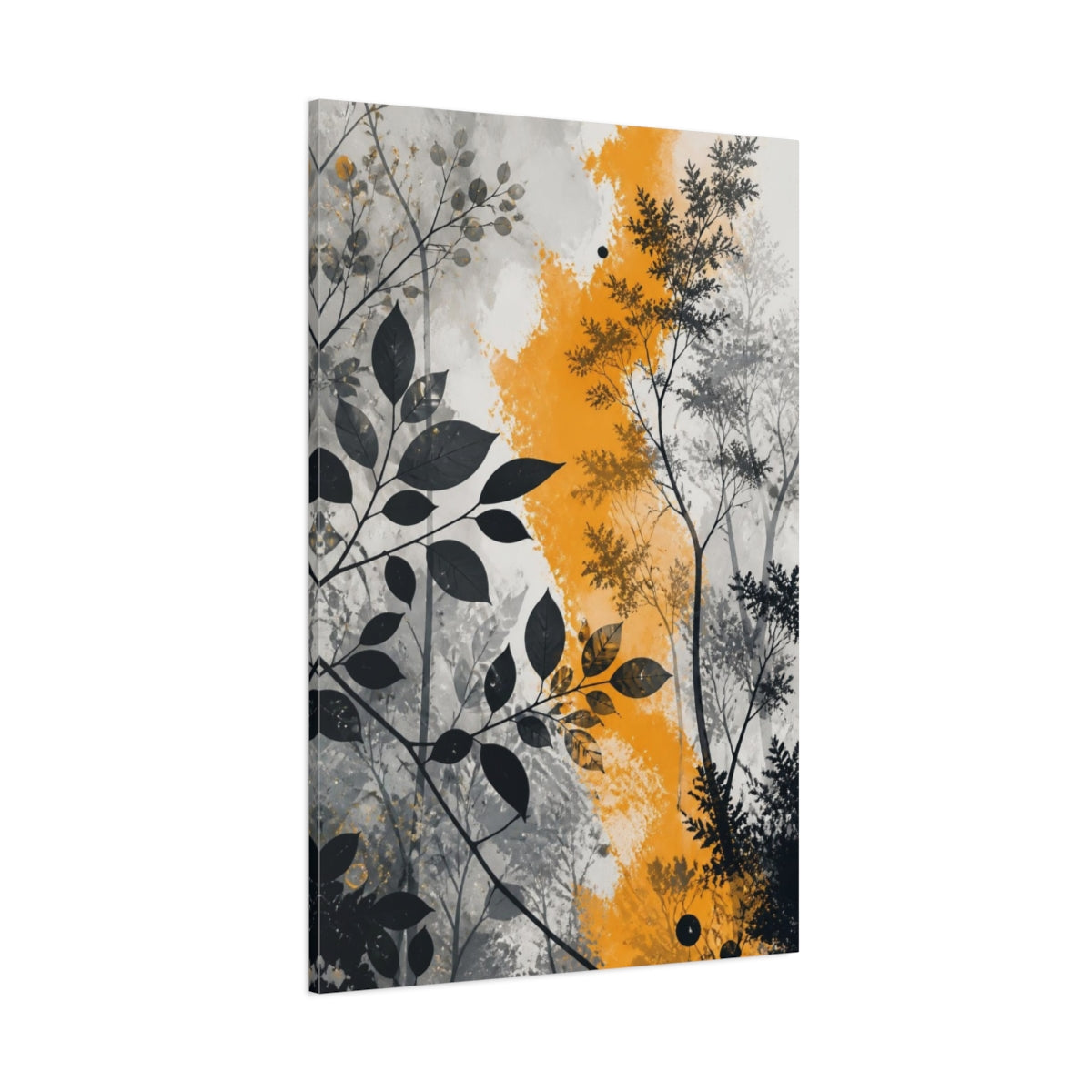 Side Mockup 1. Abstract Orange Foliage shown as canvas print