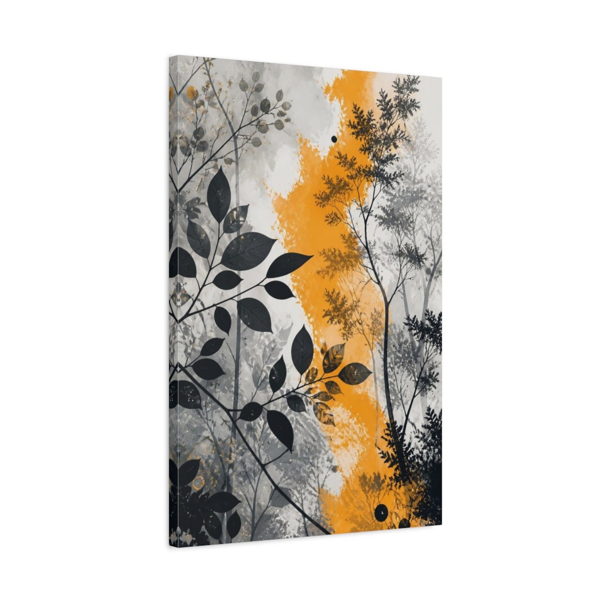 Side Mockup 2. Abstract Orange Foliage shown as canvas print
