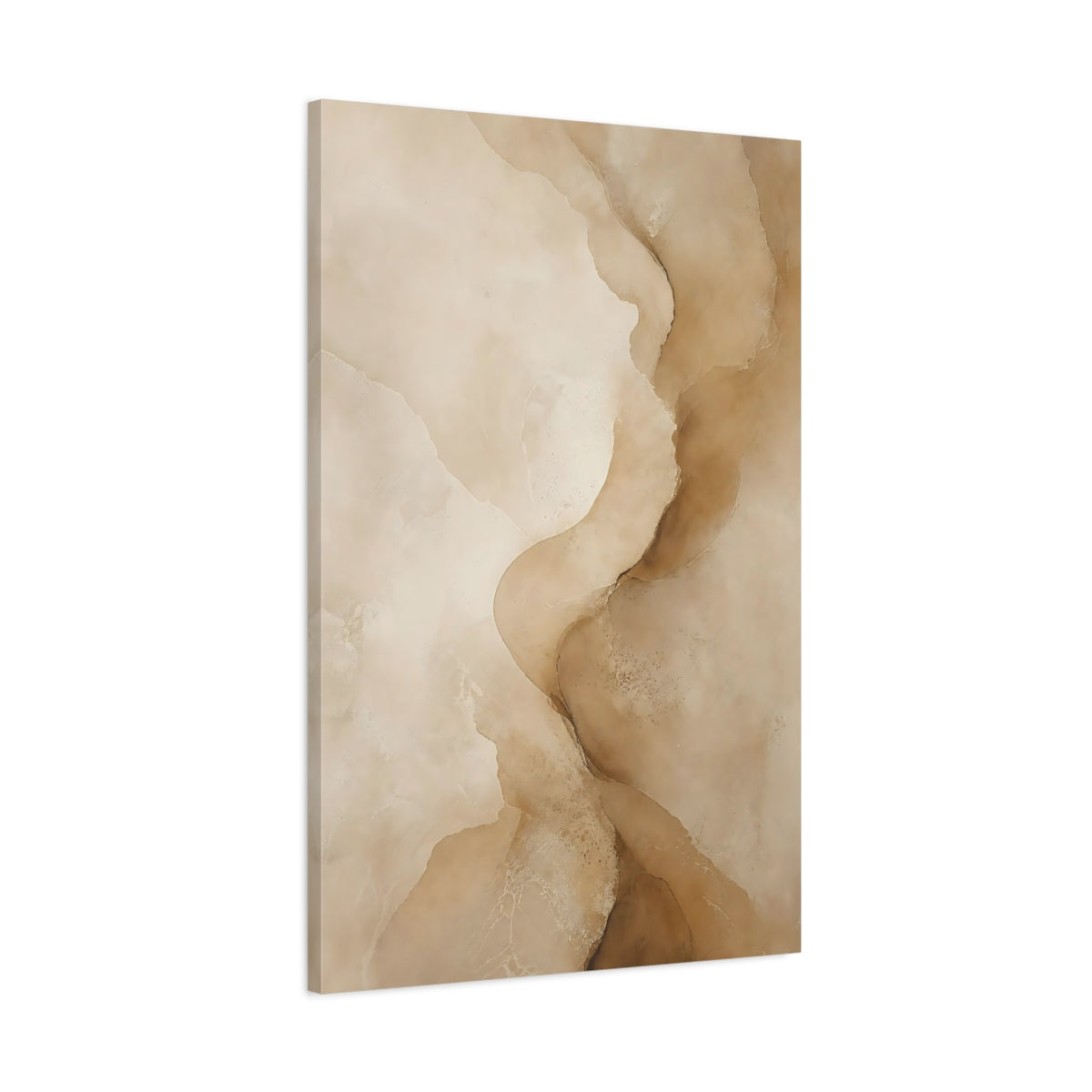 Main Mockup. Abstract Organic Forms Beige Brown Abstract shown as stretched canvas wall art