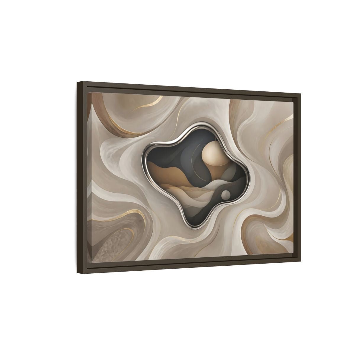 Abstract Organic Shapes Metallic Curves Framed Canvas Print – Modern Living Room, Large Wall - YesArtYes