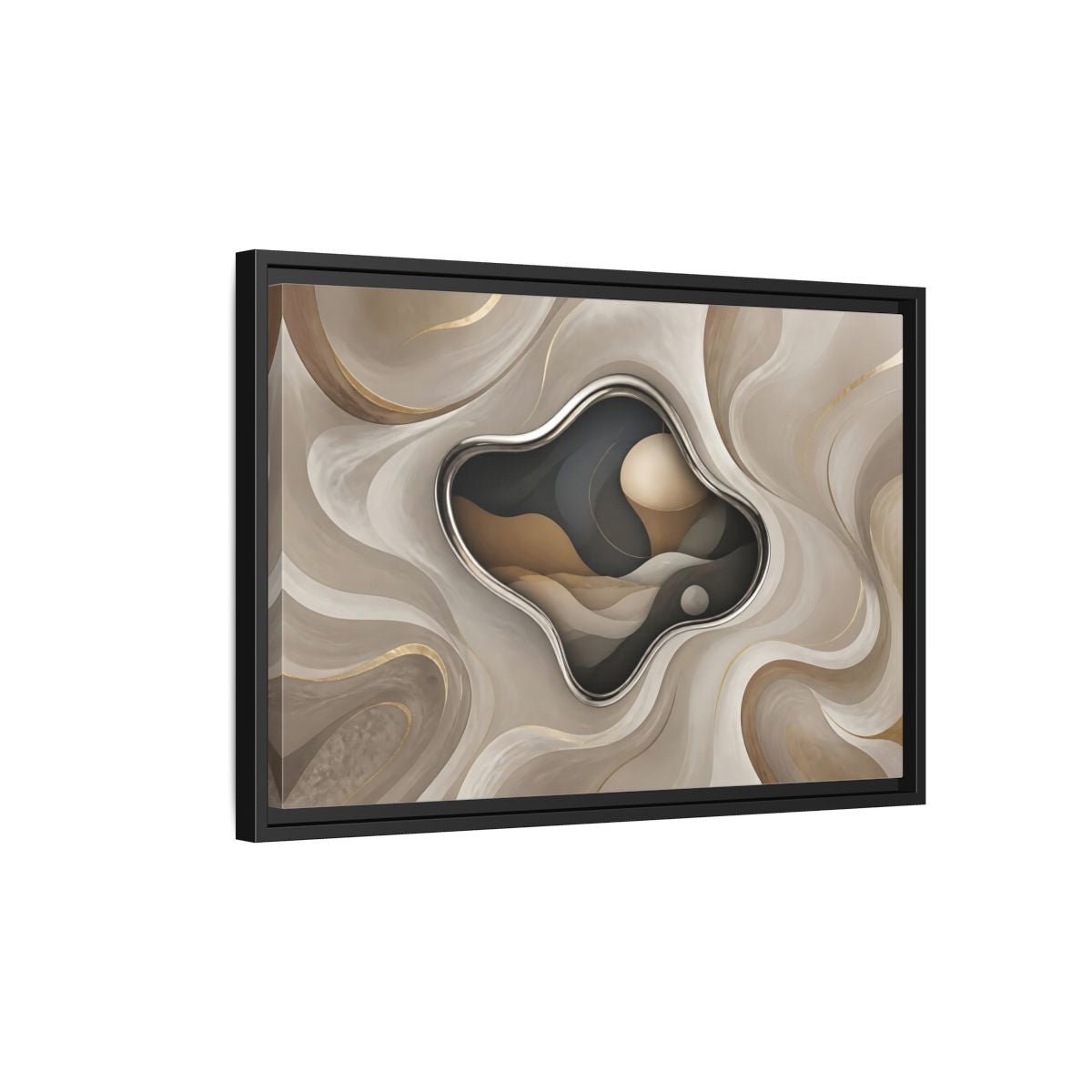 Abstract Organic Shapes Metallic Curves Framed Canvas Print – Modern Living Room, Large Wall - YesArtYes