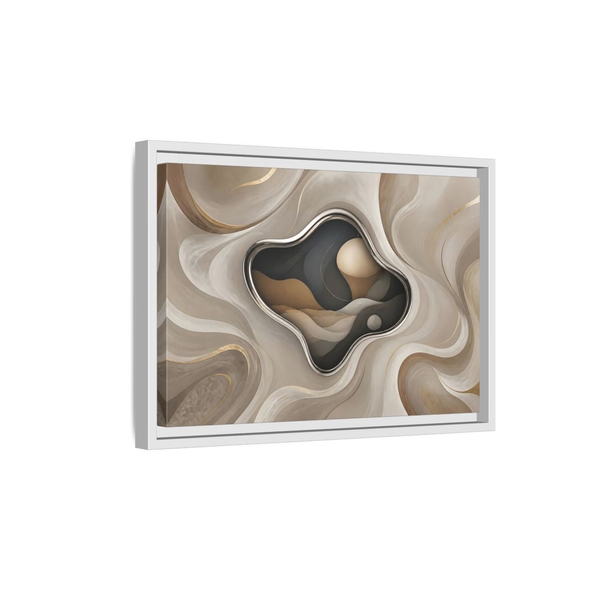 Abstract Organic Shapes Metallic Curves Framed Canvas Print – Modern Living Room, Large Wall - YesArtYes