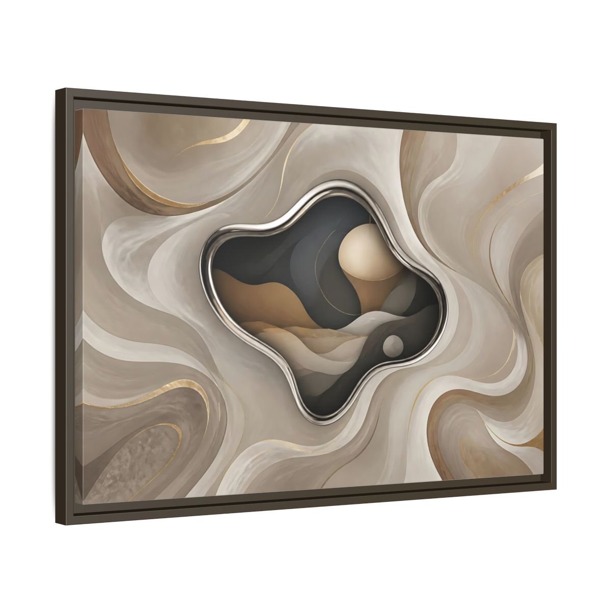 Abstract Organic Shapes Metallic Curves Framed Canvas Print – Modern Living Room, Large Wall - YesArtYes