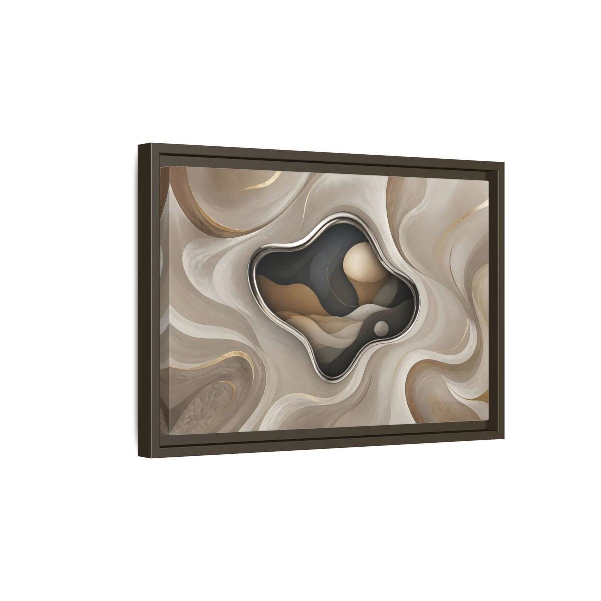Abstract Organic Shapes Metallic Curves Framed Canvas Print – Modern Living Room, Large Wall - YesArtYes