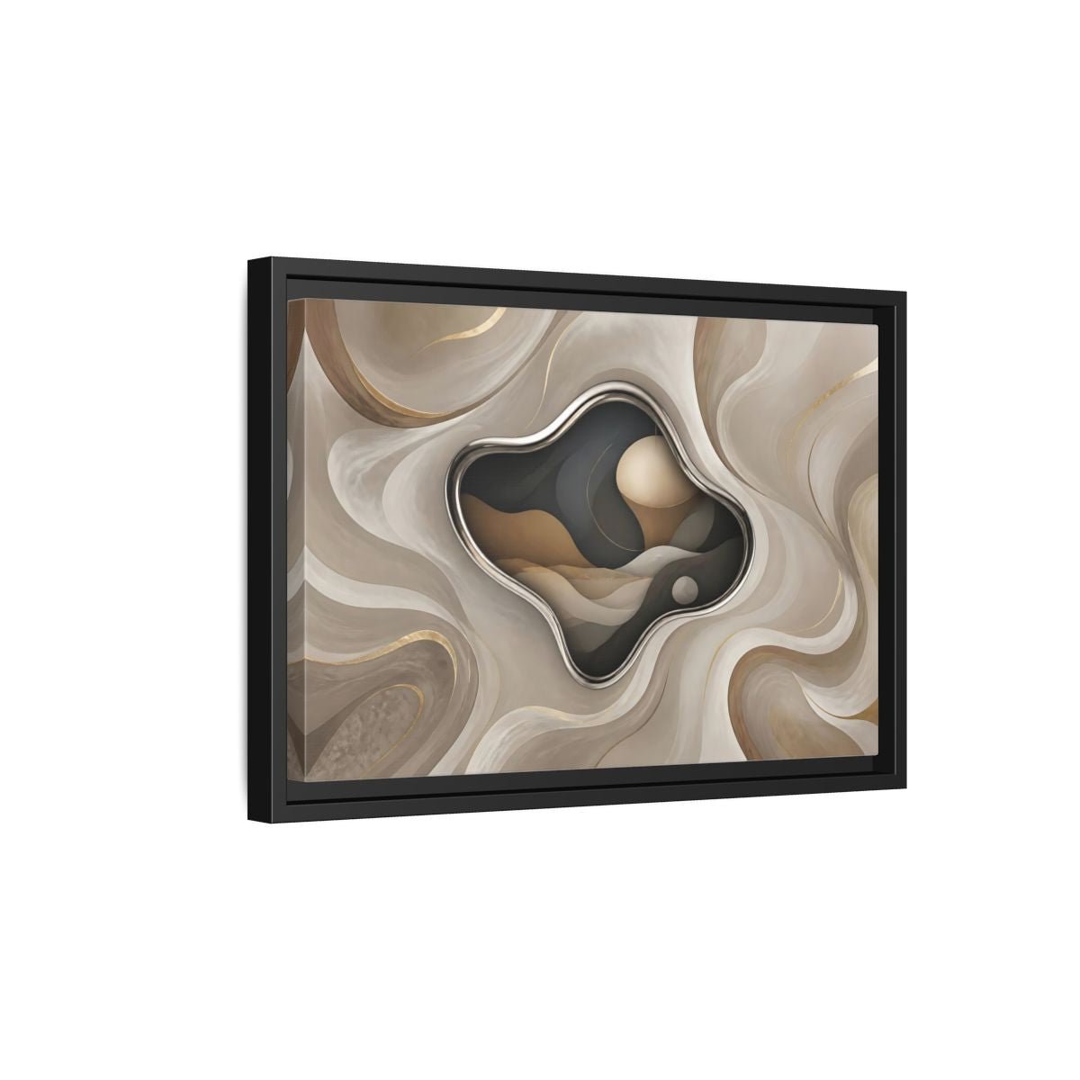 Abstract Organic Shapes Metallic Curves Framed Canvas Print – Modern Living Room, Large Wall - YesArtYes