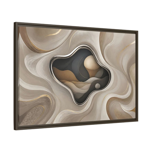 Abstract Organic Shapes Metallic Curves Framed Canvas Print – Modern Living Room, Large Wall - YesArtYes