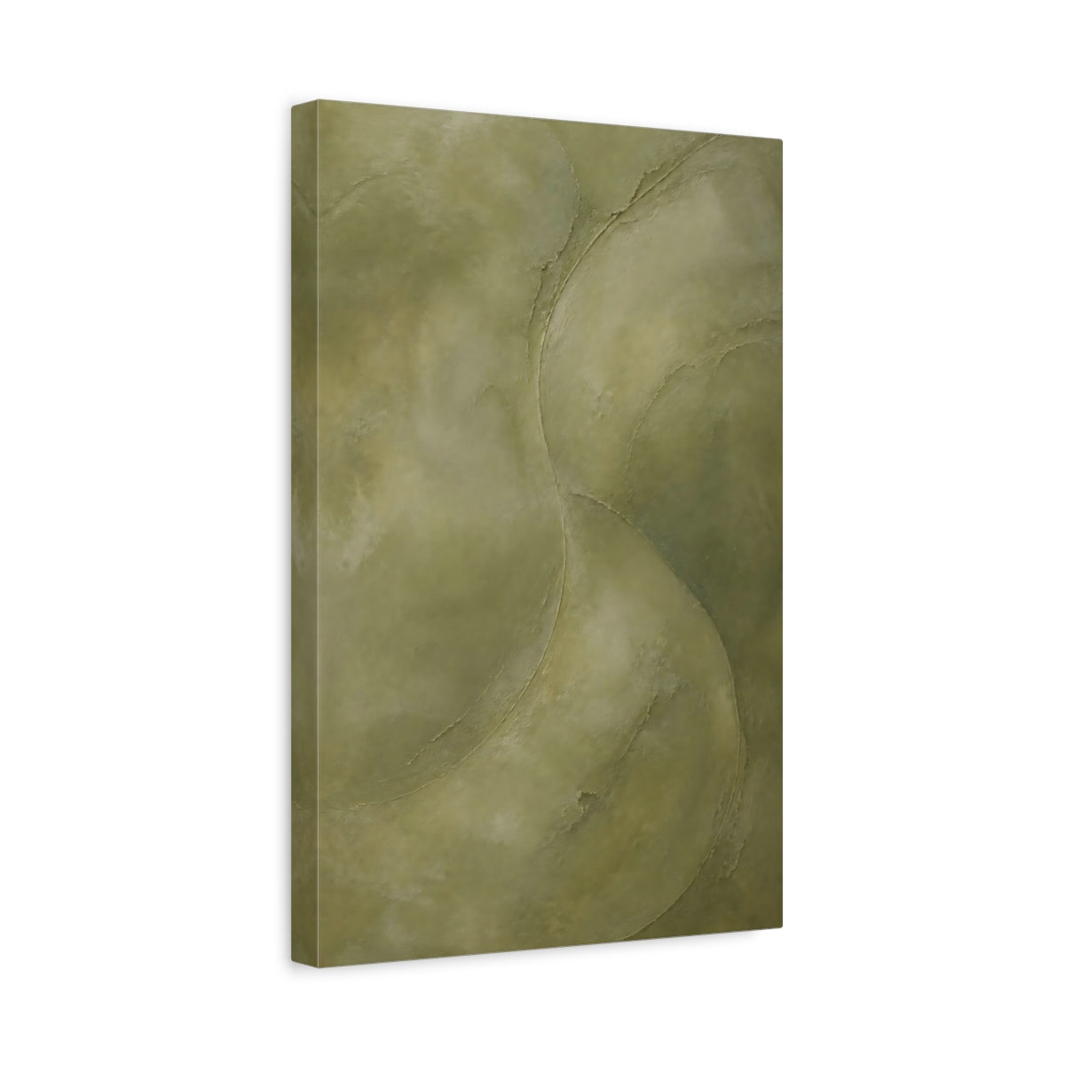 Side Mockup 4. Abstract Organic Texture Olive Green Abstract shown as stretched canvas wall art