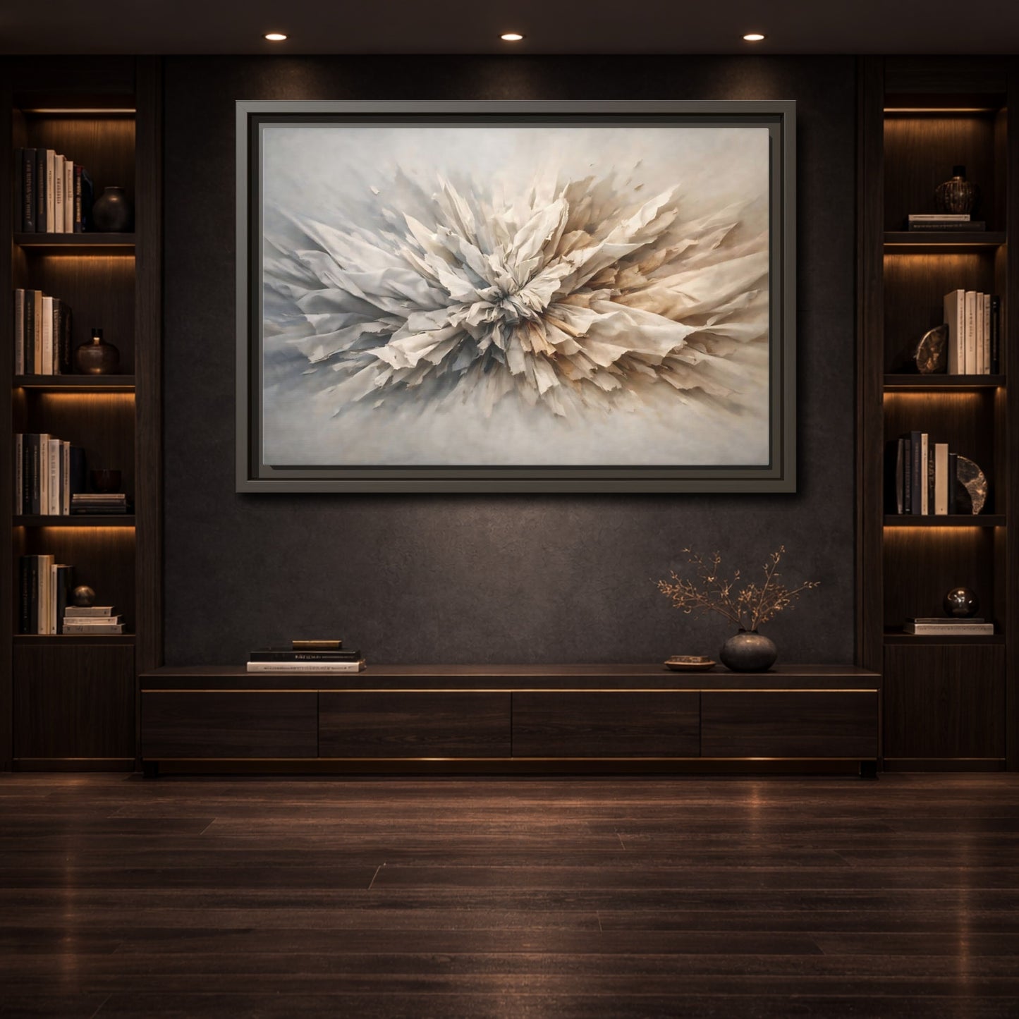 Mockup 3. Abstract Paper Texture Neutral Texture shown as stretched canvas wall art