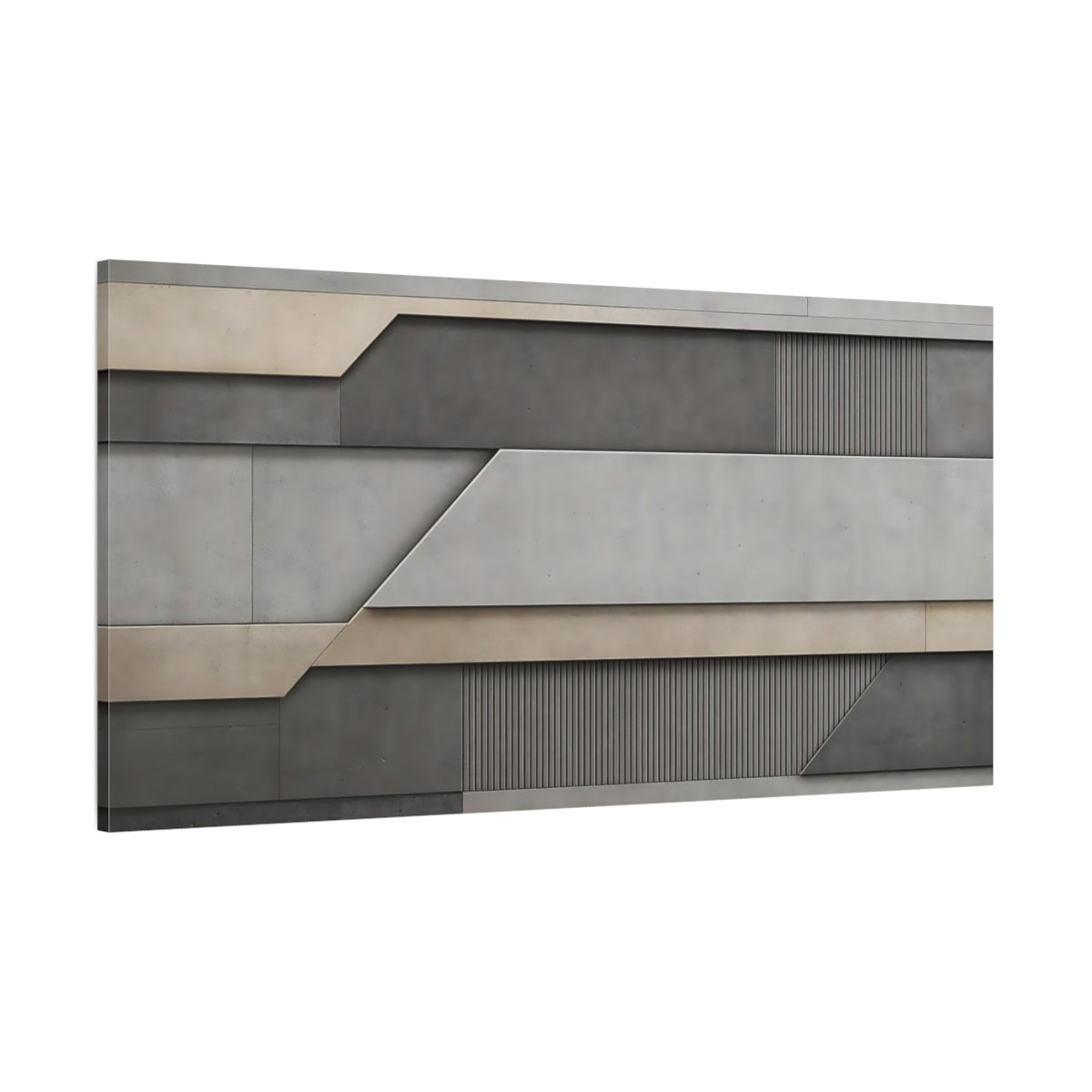 Side Mockup 2. Abstract Abstract Pattern Grey And Beige Abstract shown as stretched canvas wall art