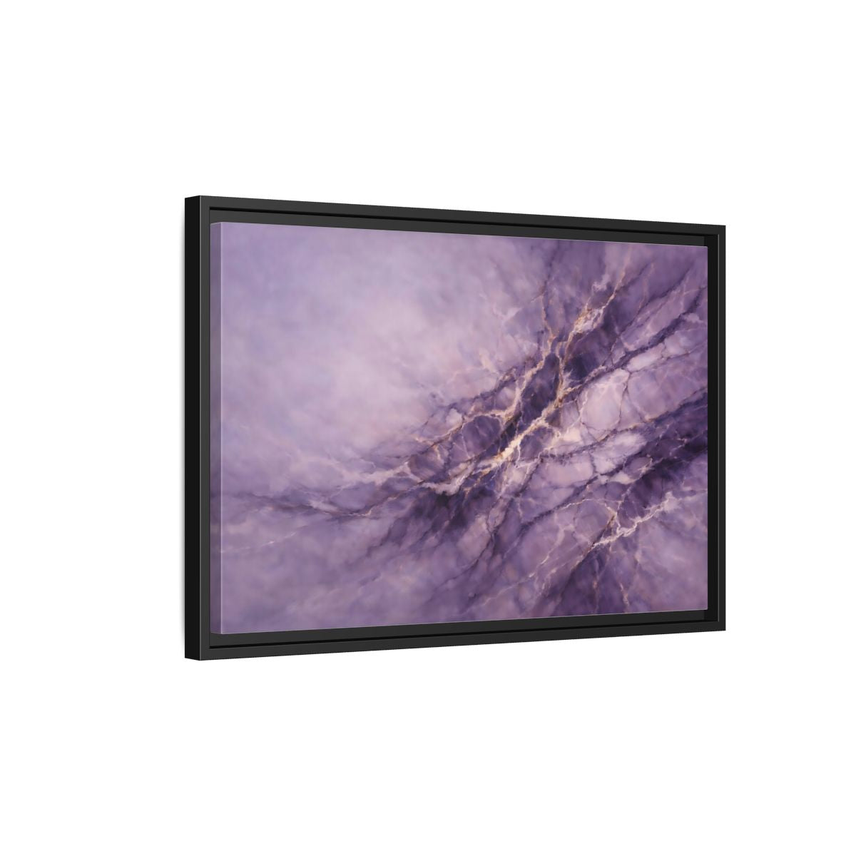 Side Mockup 3. Abstract Abstract Pattern Purple And Gold shown as stretched canvas wall art