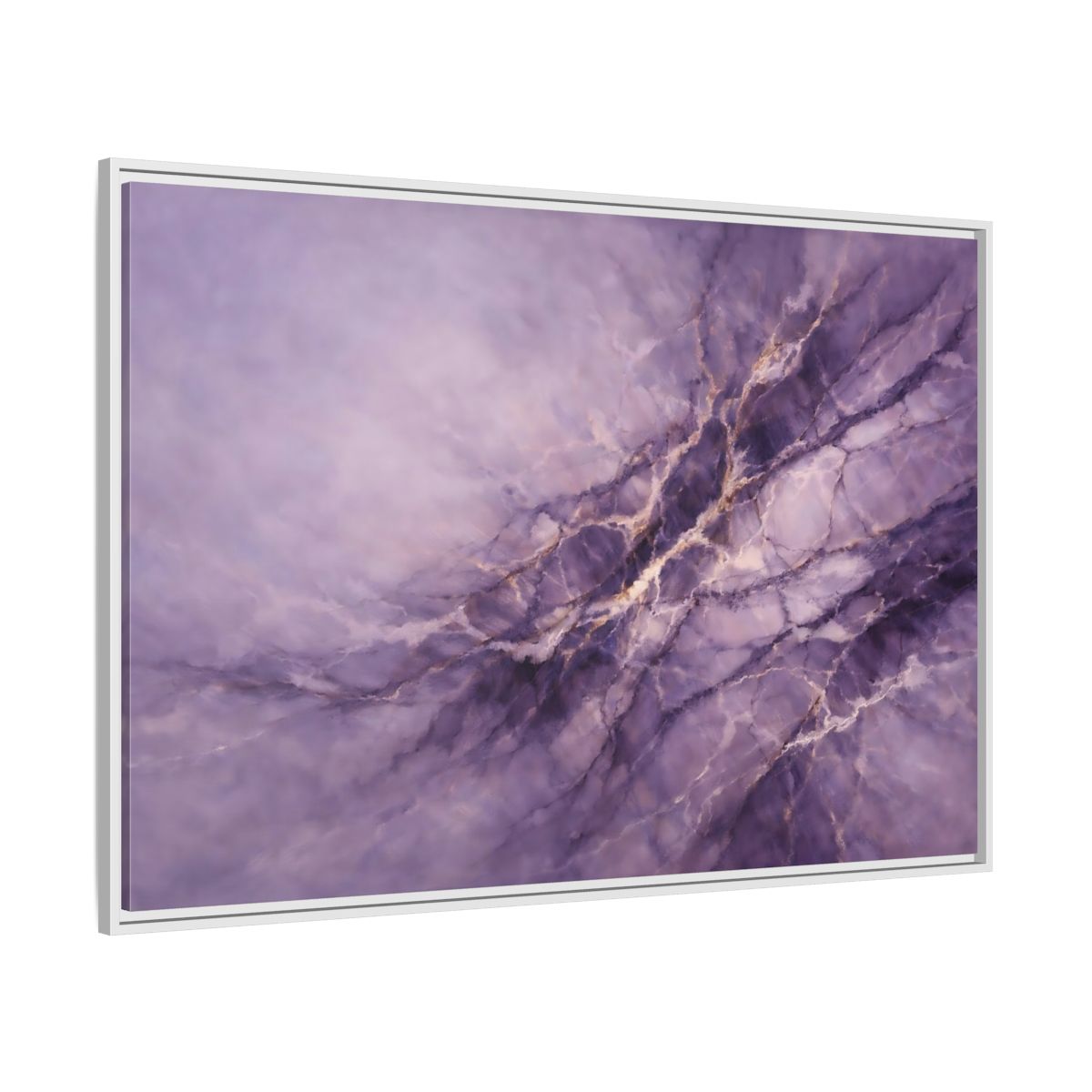Side Mockup 7. Abstract Abstract Pattern Purple And Gold shown as stretched canvas wall art