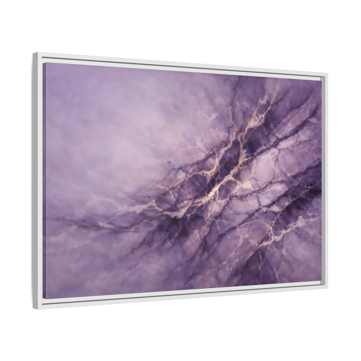 Side Mockup 8. Abstract Abstract Pattern Purple And Gold shown as stretched canvas wall art