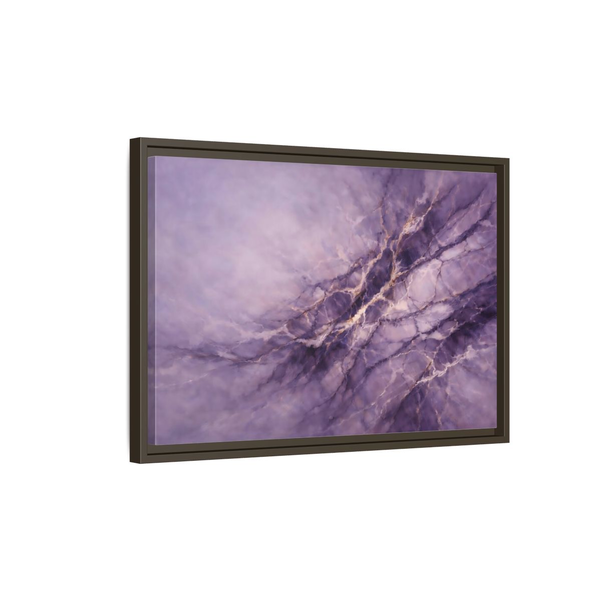 Side Mockup 2. Abstract Abstract Pattern Purple And Gold shown as stretched canvas wall art