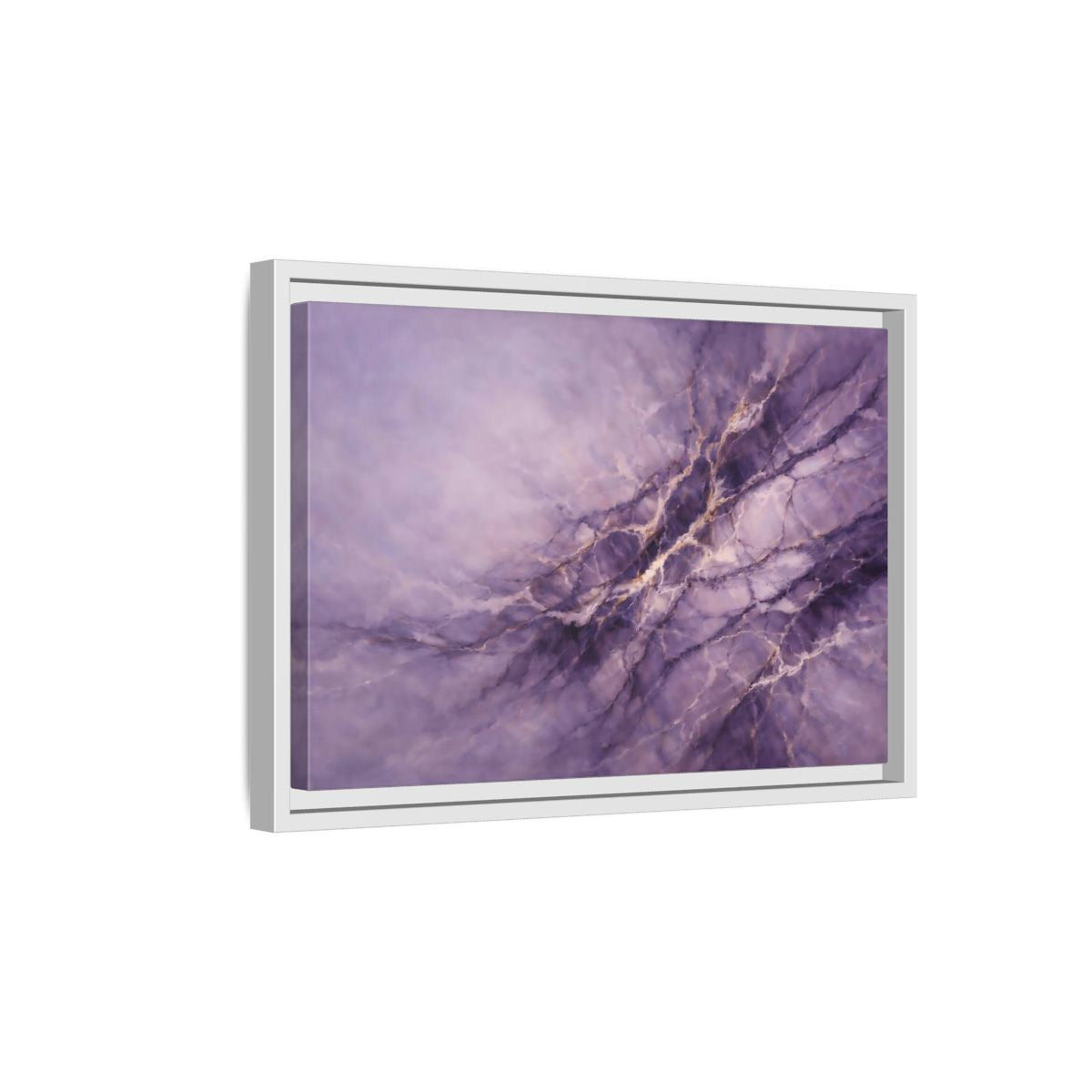 Side Mockup 4. Abstract Abstract Pattern Purple And Gold shown as stretched canvas wall art