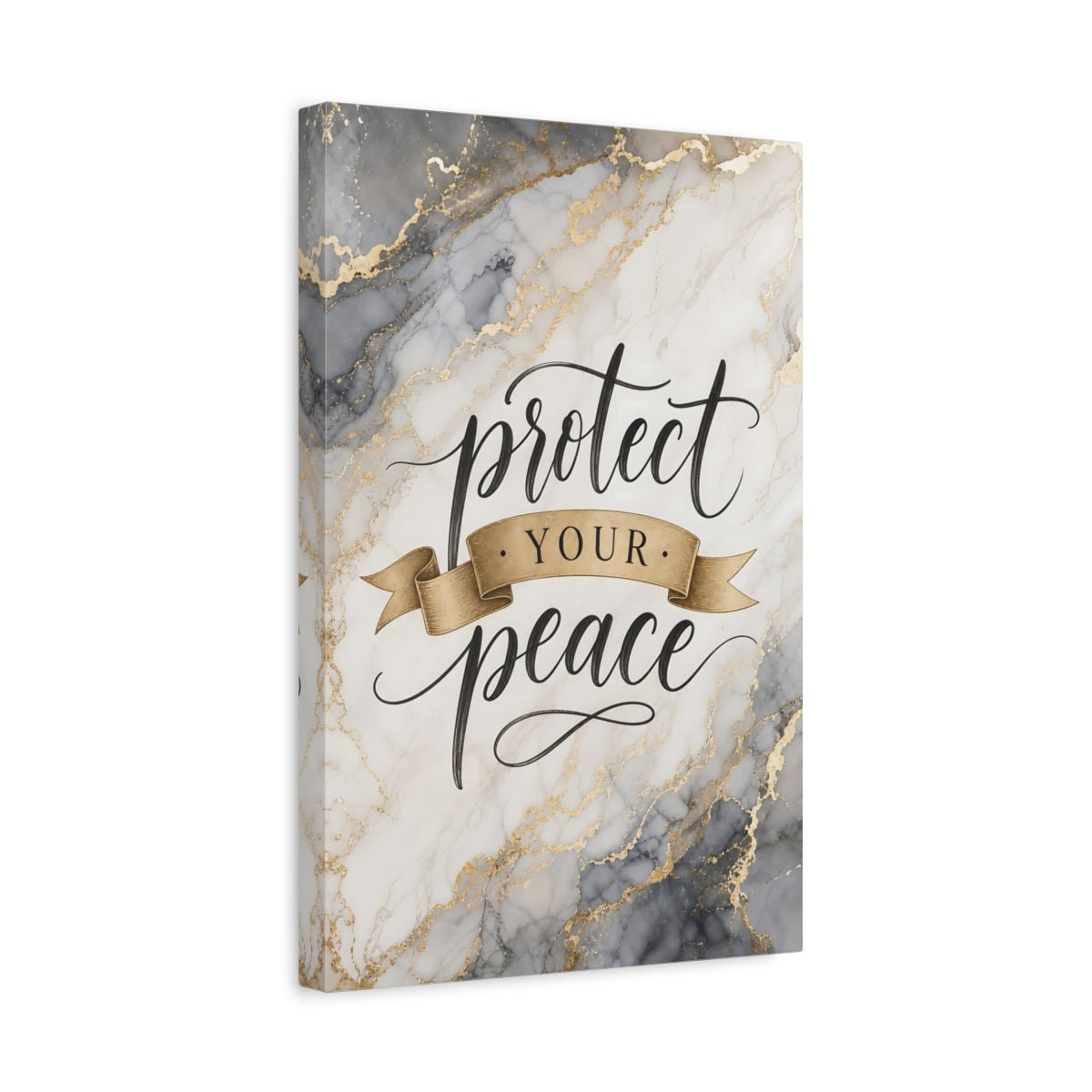 Abstract Peace Quote Gold Marble Canvas Wall Art Print – Modern Living Room, Above Couch - YesArtYes