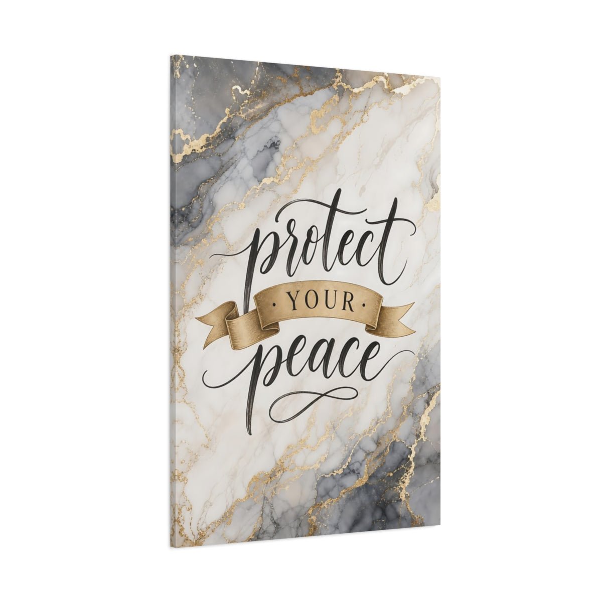 Abstract Peace Quote Gold Marble Canvas Wall Art Print – Modern Living Room, Above Couch - YesArtYes