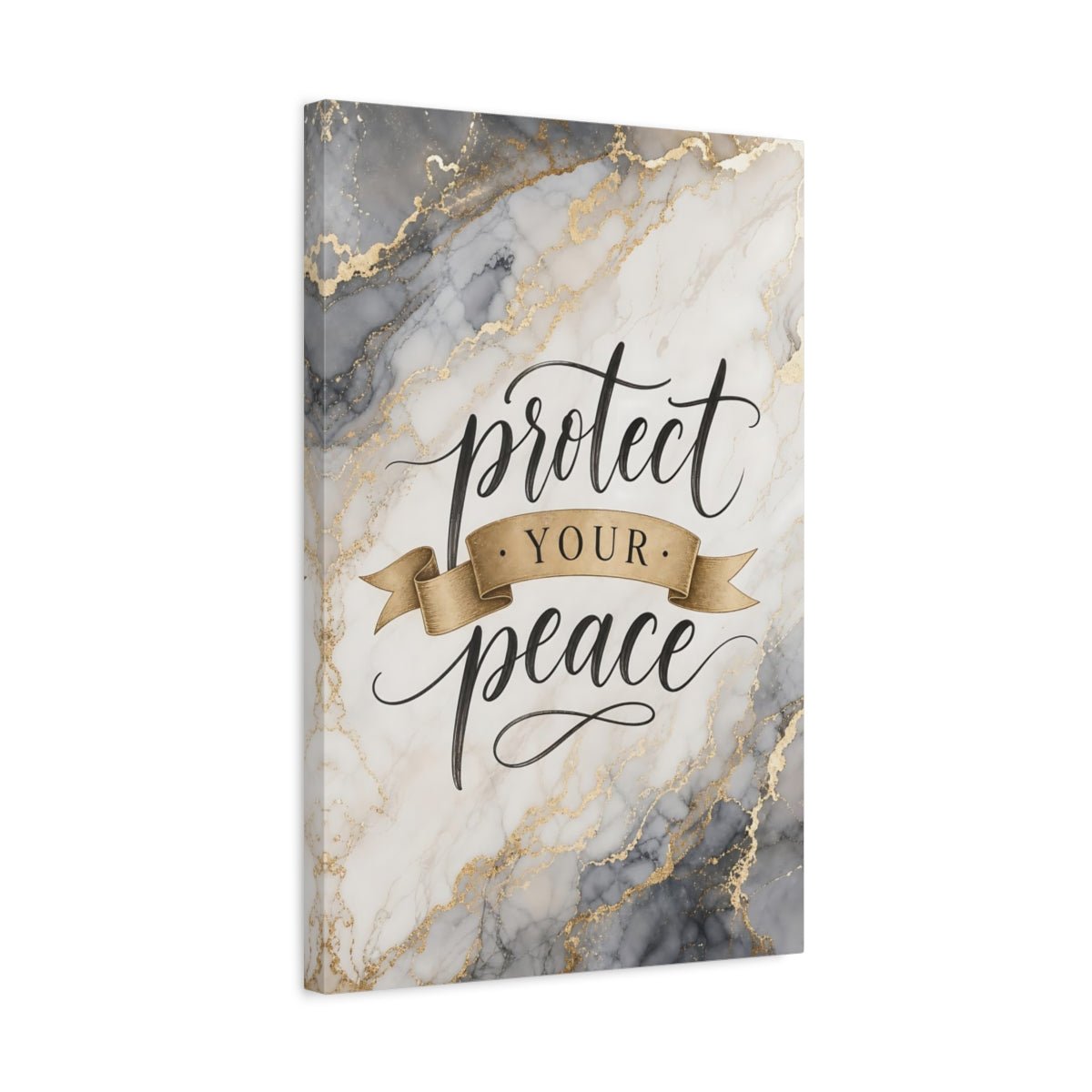 Abstract Peace Quote Gold Marble Canvas Wall Art Print – Modern Living Room, Above Couch - YesArtYes