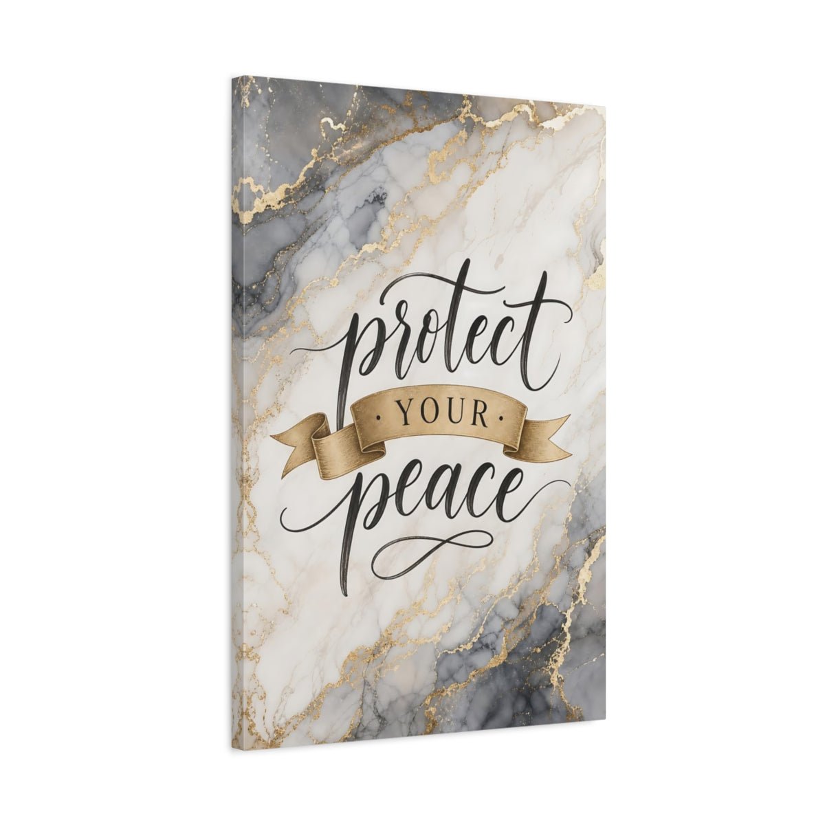 Abstract Peace Quote Gold Marble Canvas Wall Art Print – Modern Living Room, Above Couch - YesArtYes